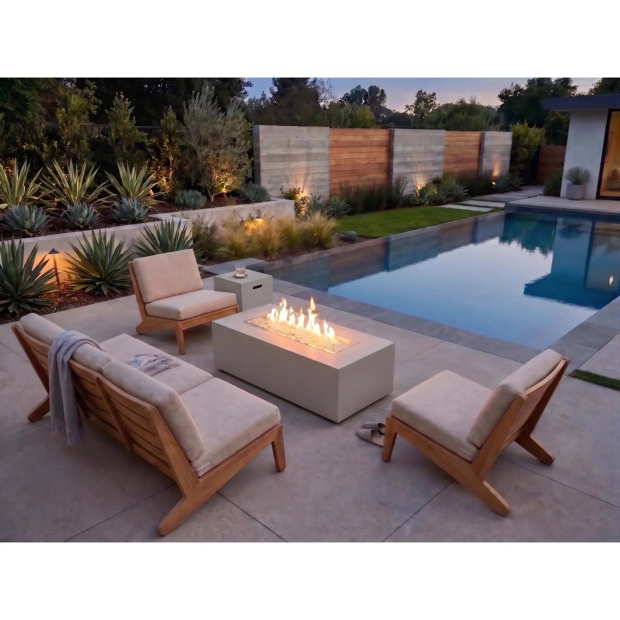 Vosera 60" Linear Gas Fire Pit Table Stores Tank in Base – The Outdoor GreatRoom Company The Outdoor GreatRoom Company
