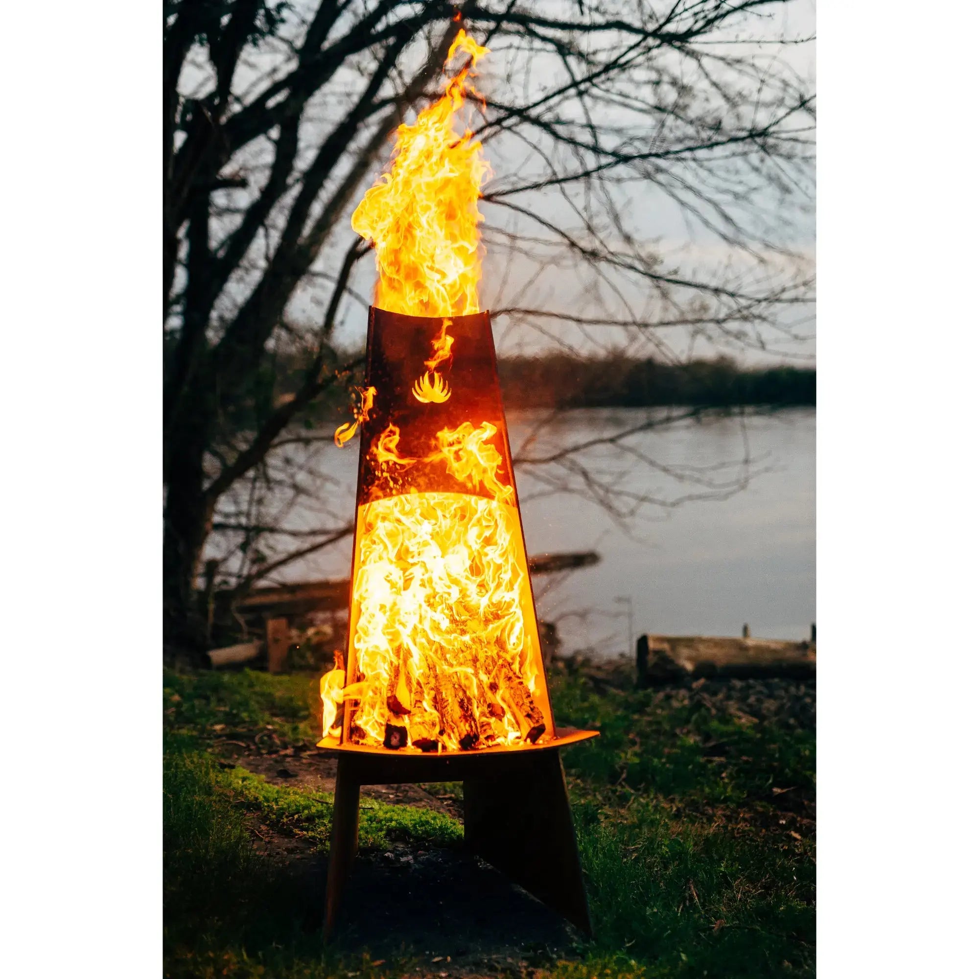 Vesuvius 48″ Tall Wood Burning Fire Pit – Carbon Steel by Fire Pit Art Fire Pit Art