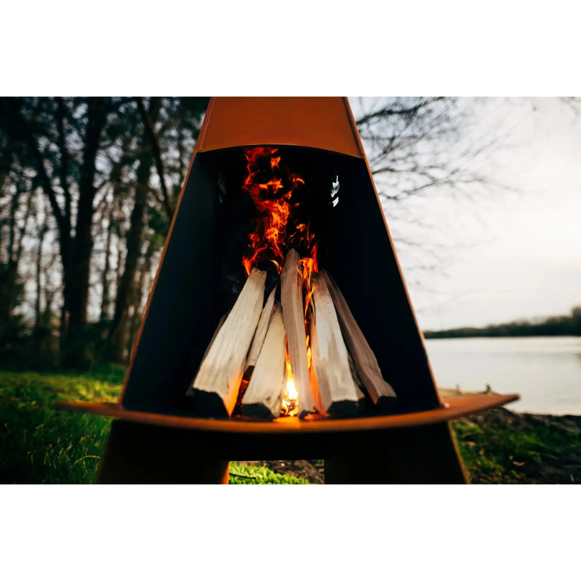 Vesuvius 48″ Tall Wood Burning Fire Pit – Carbon Steel by Fire Pit Art Fire Pit Art