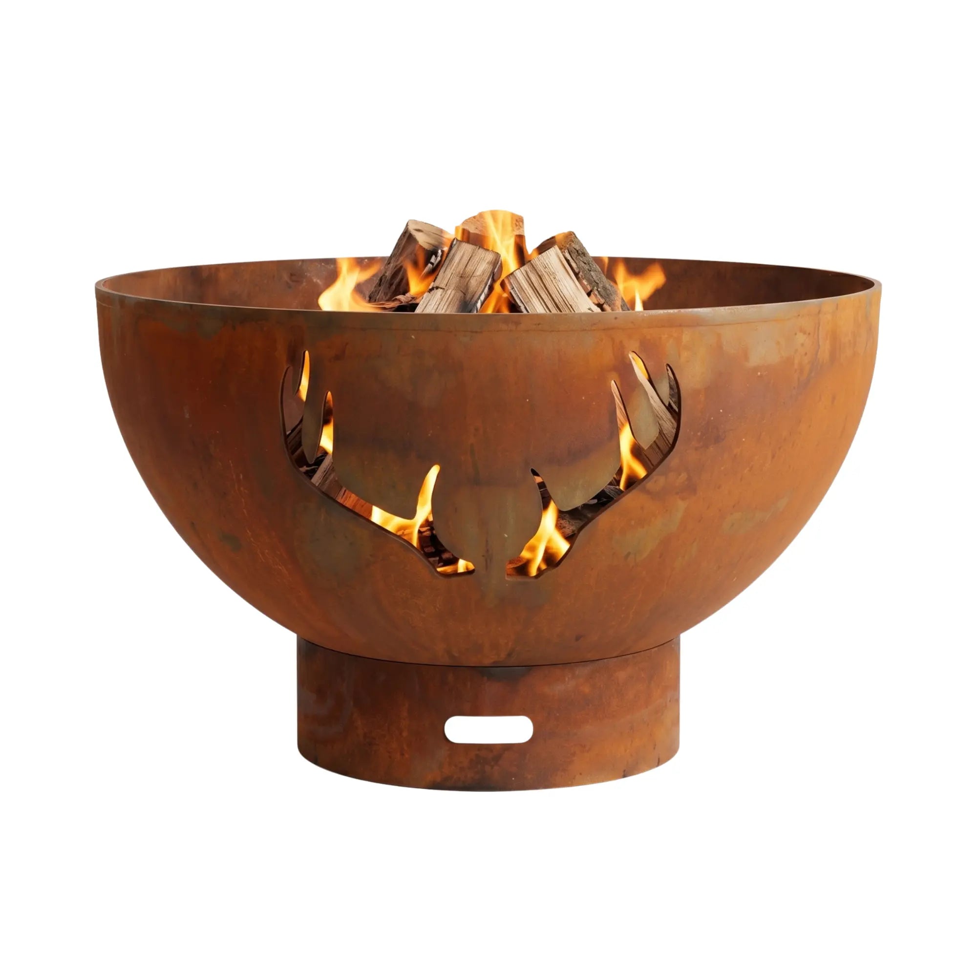 Antlers 36″ Round Wood Burning Fire Pit – Carbon Steel by Fire Pit Art Fire Pit Art