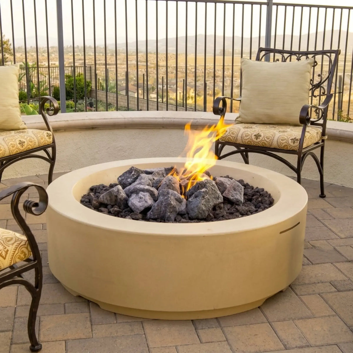 American Fyre Designs Louvre Round 48" GFRC Gas Fire Pit American Fyre Designs