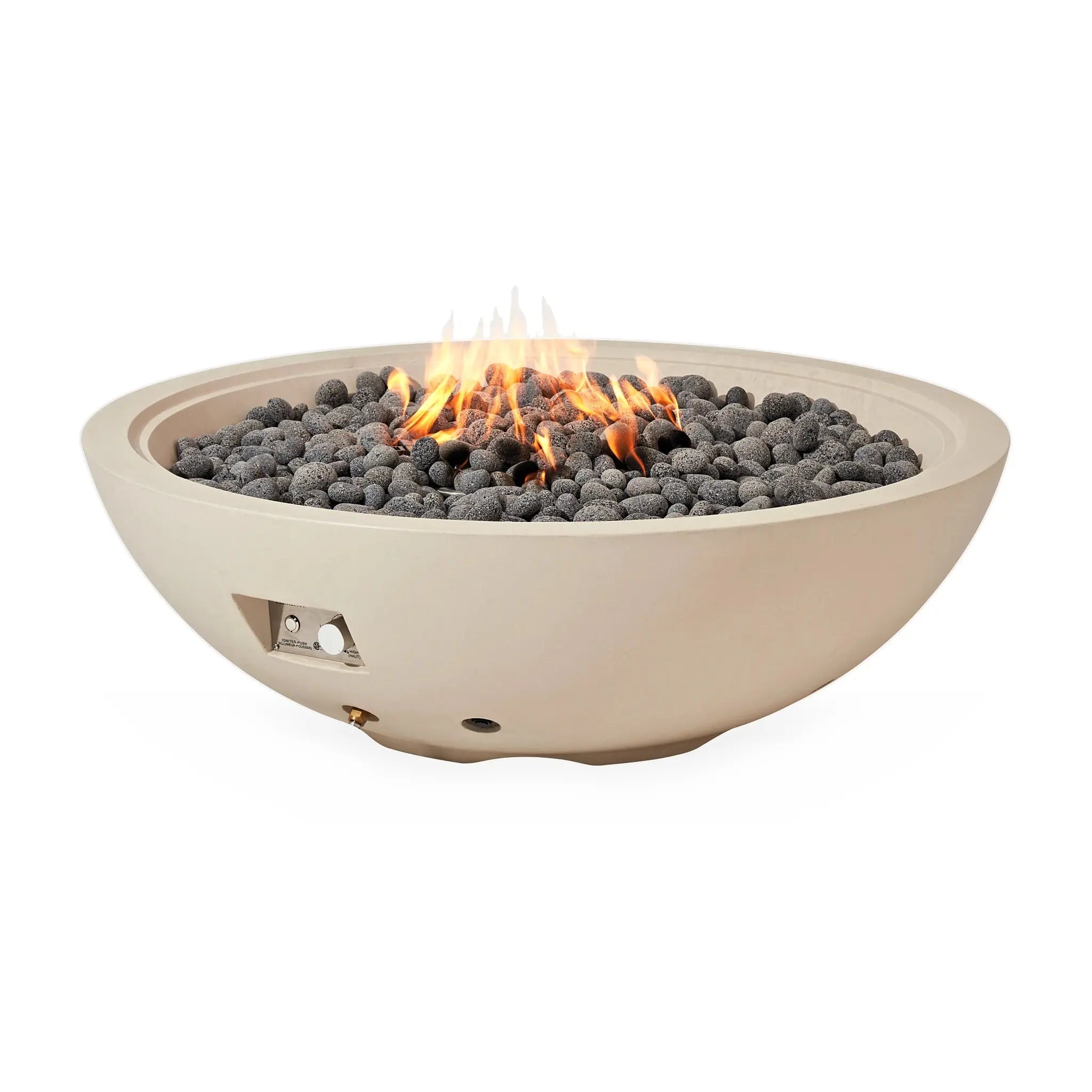 Rose Bowl 48″ Round Concrete Gas Fire Pit – Elementi Pro 100K Elementi