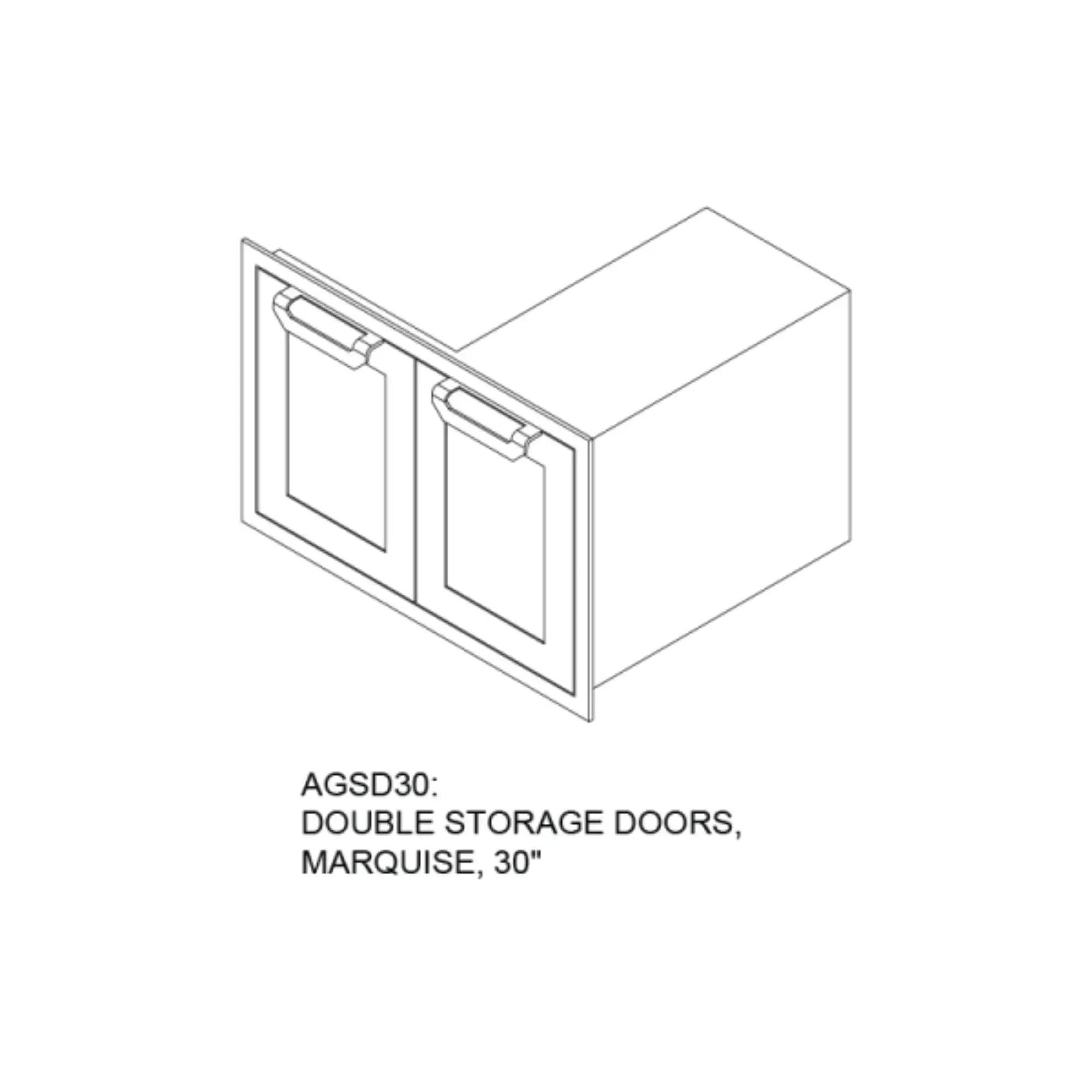 Hestan 30-Inch Outdoor Kitchen Double Storage Doors Hestan
