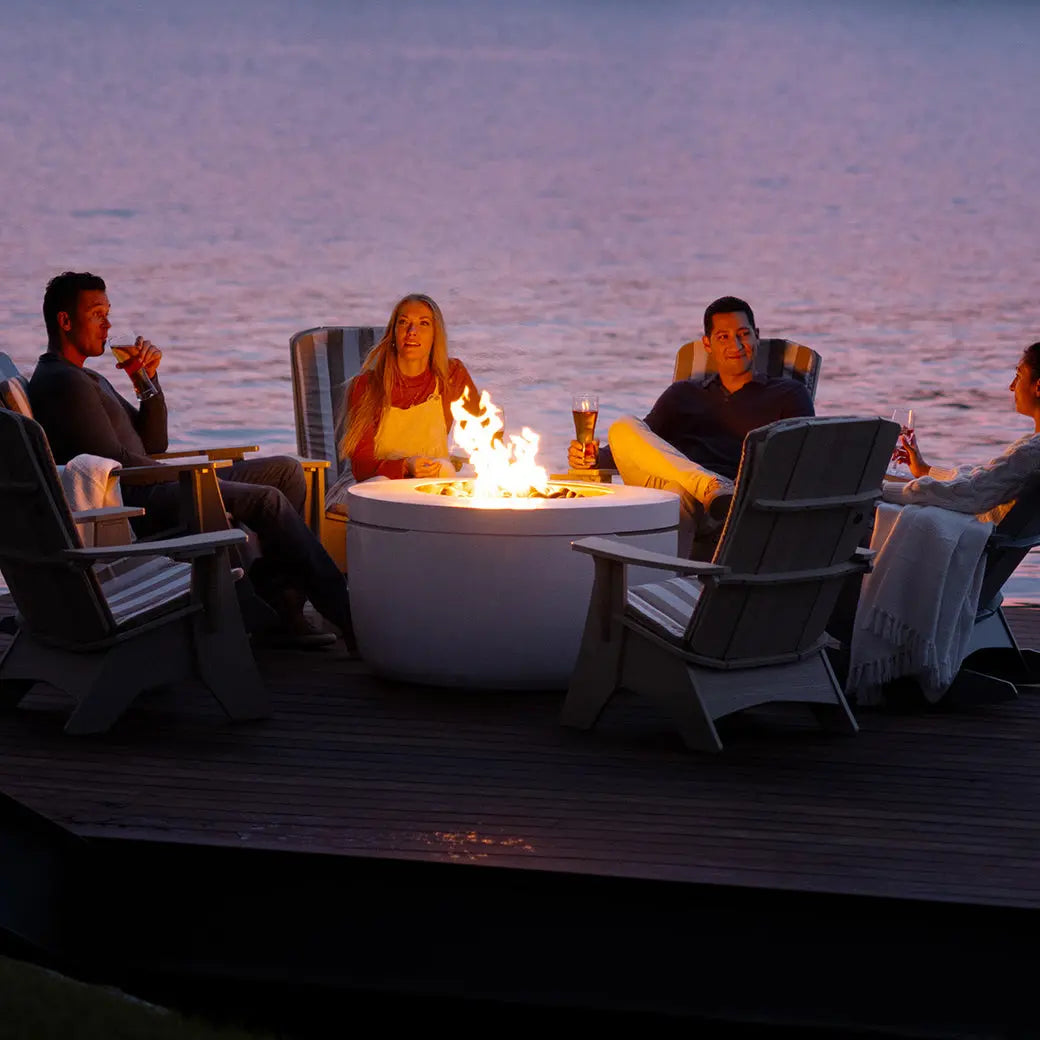 Halo fire pit and Adirondack chair set on a patio