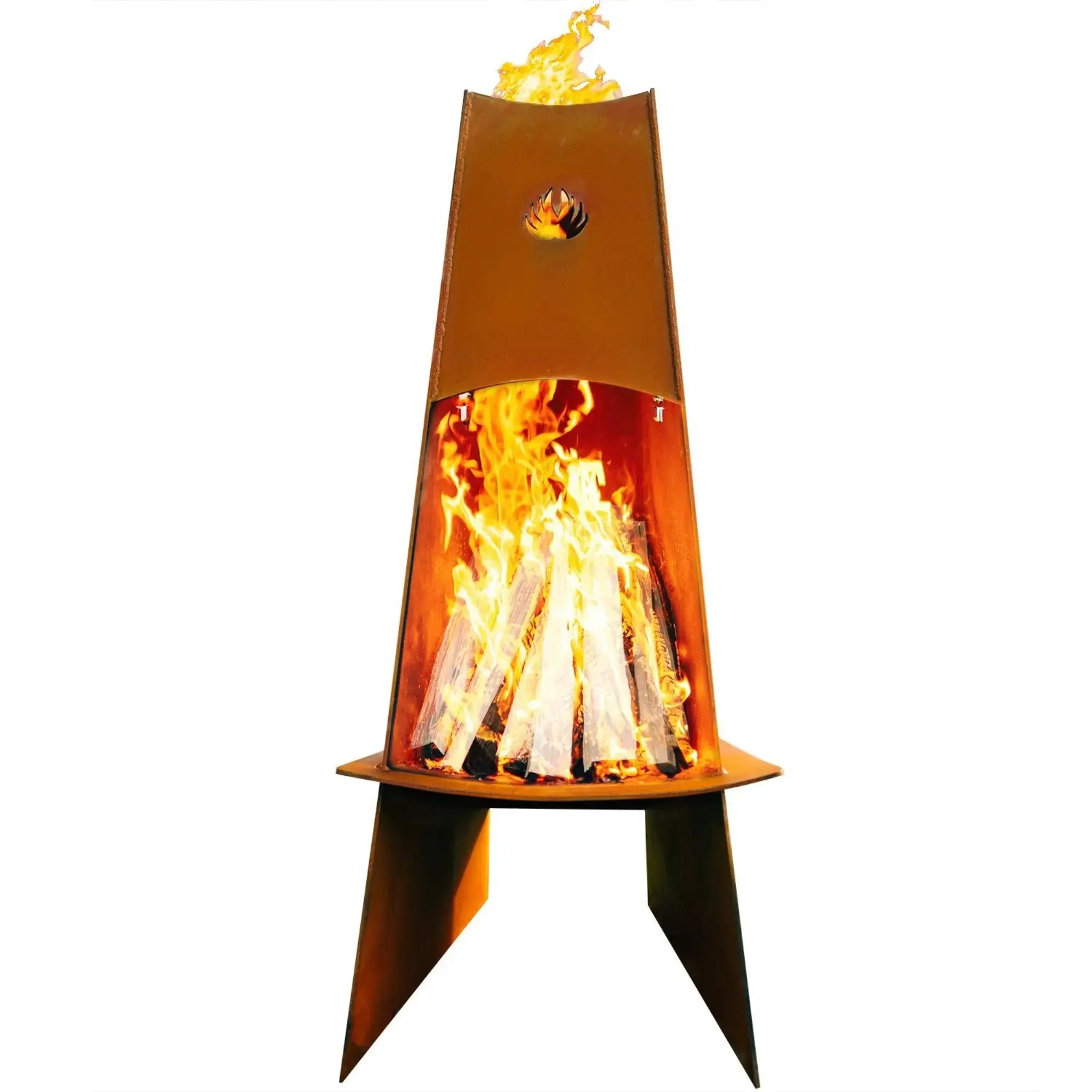 Vesuvius 48″ Tall Wood Fire Pit – Carbon Steel by Fire Pit Art Fire Pit Art