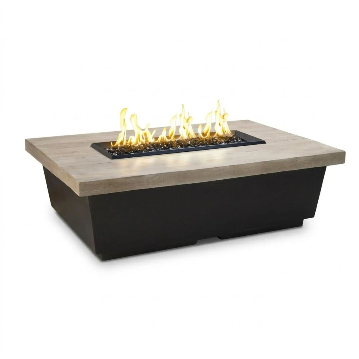 American Fyre Designs Contempo Rectangle 52" Reclaimed Wood and GFRC Gas Fire Pit Table American Fyre Designs