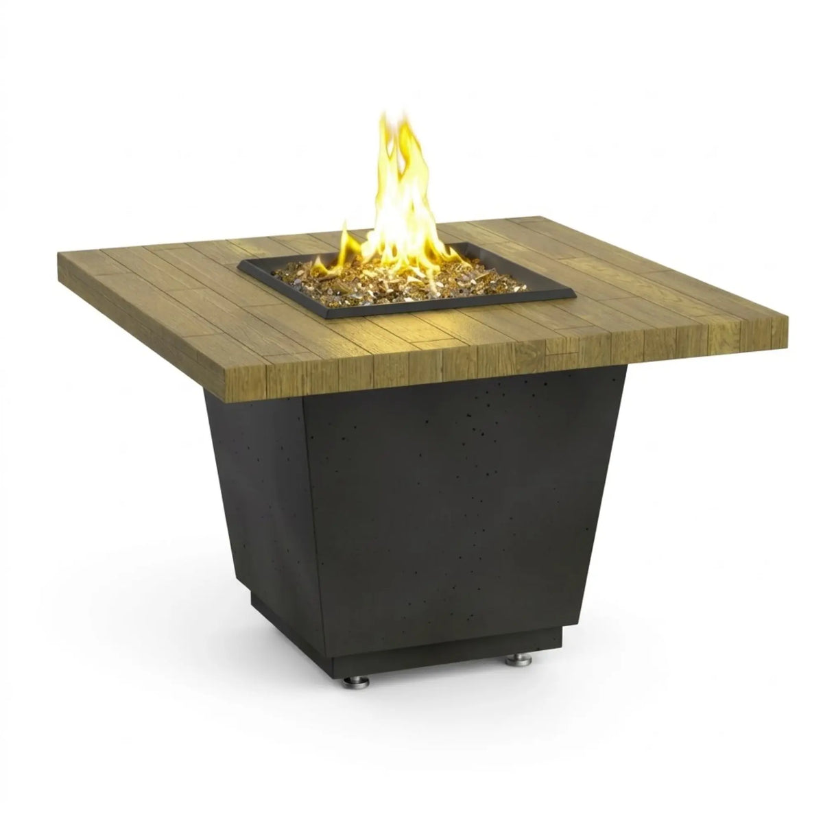 American Fyre Designs Cosmopolitan Square 36" Reclaimed Wood and GFRC Gas Fire Pit Table American Fyre Designs