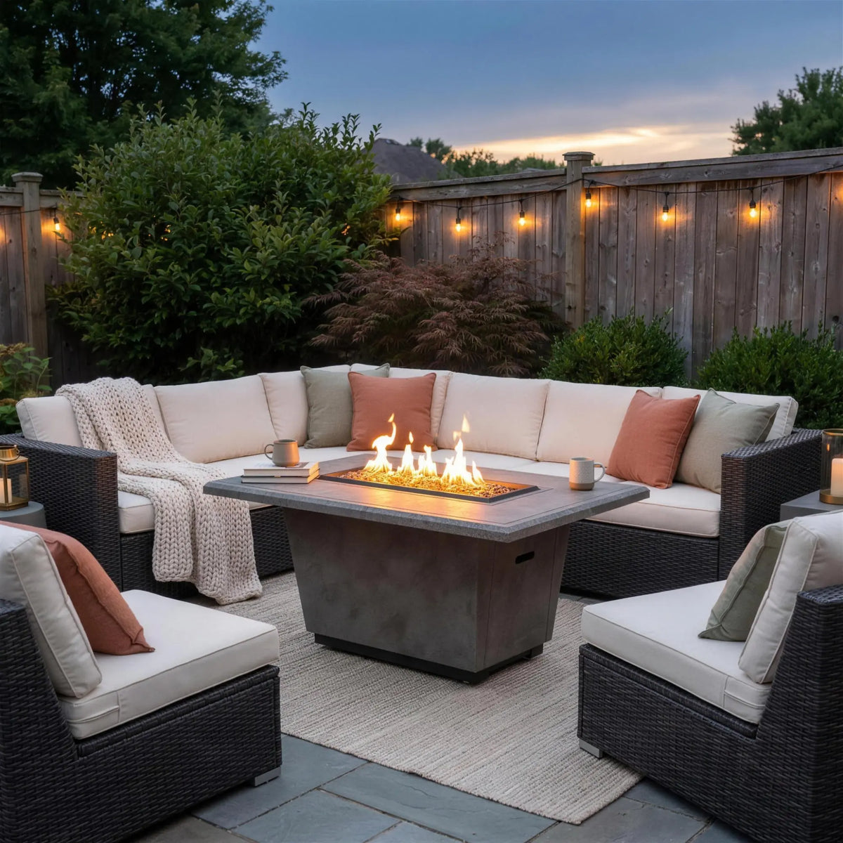 American Fyre Designs Cosmopolitan Rectangle 54" Rectangular GFRC Gas Fire Pit Table American Fyre Designs