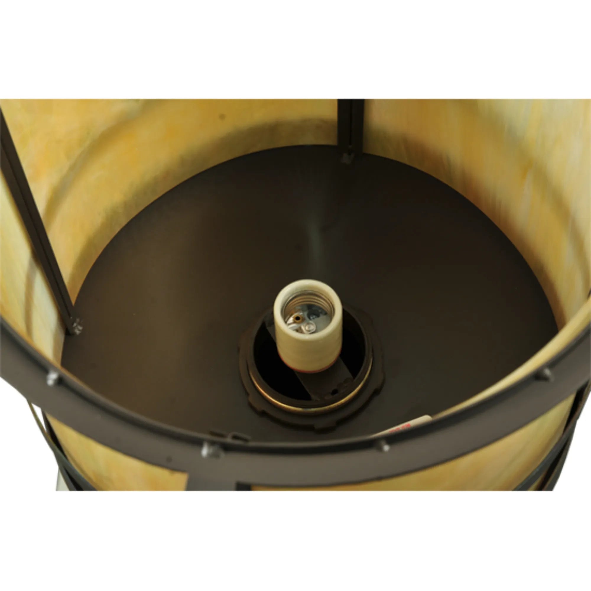 16"W Thomas Post Mount – Timeless Bronze – Beige Iridescent Glass – Damp-Rated – Meyda Lighting