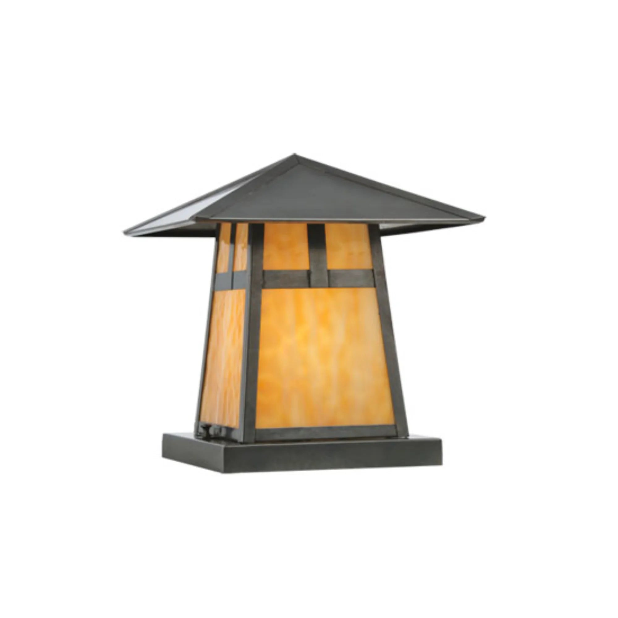 12"Sq Stillwater T Mission Pier Mount – Craftsman Brown – Damp-Rated – Meyda Lighting