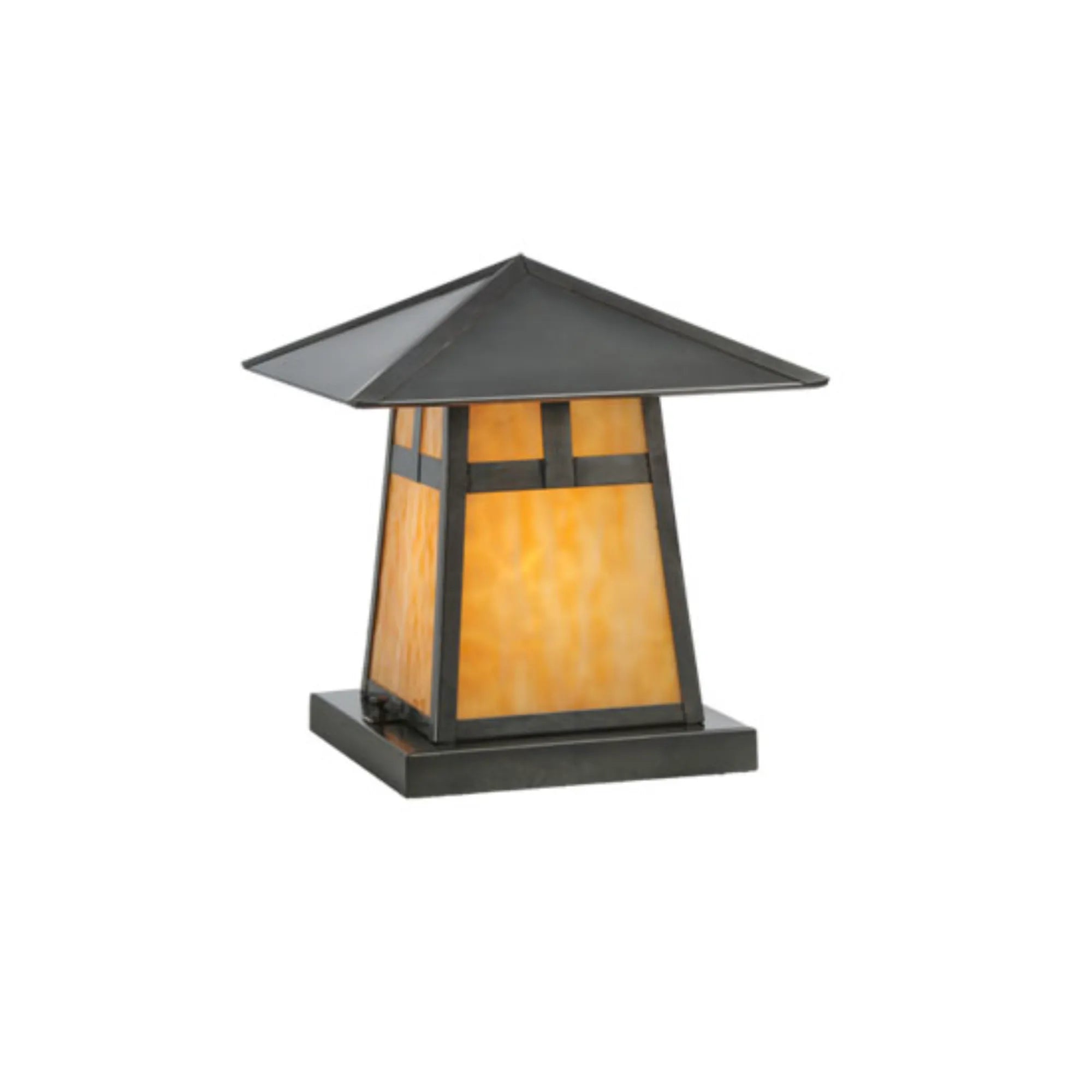 12"Sq Stillwater T Mission Pier Mount – Craftsman Brown – Damp-Rated – Meyda Lighting