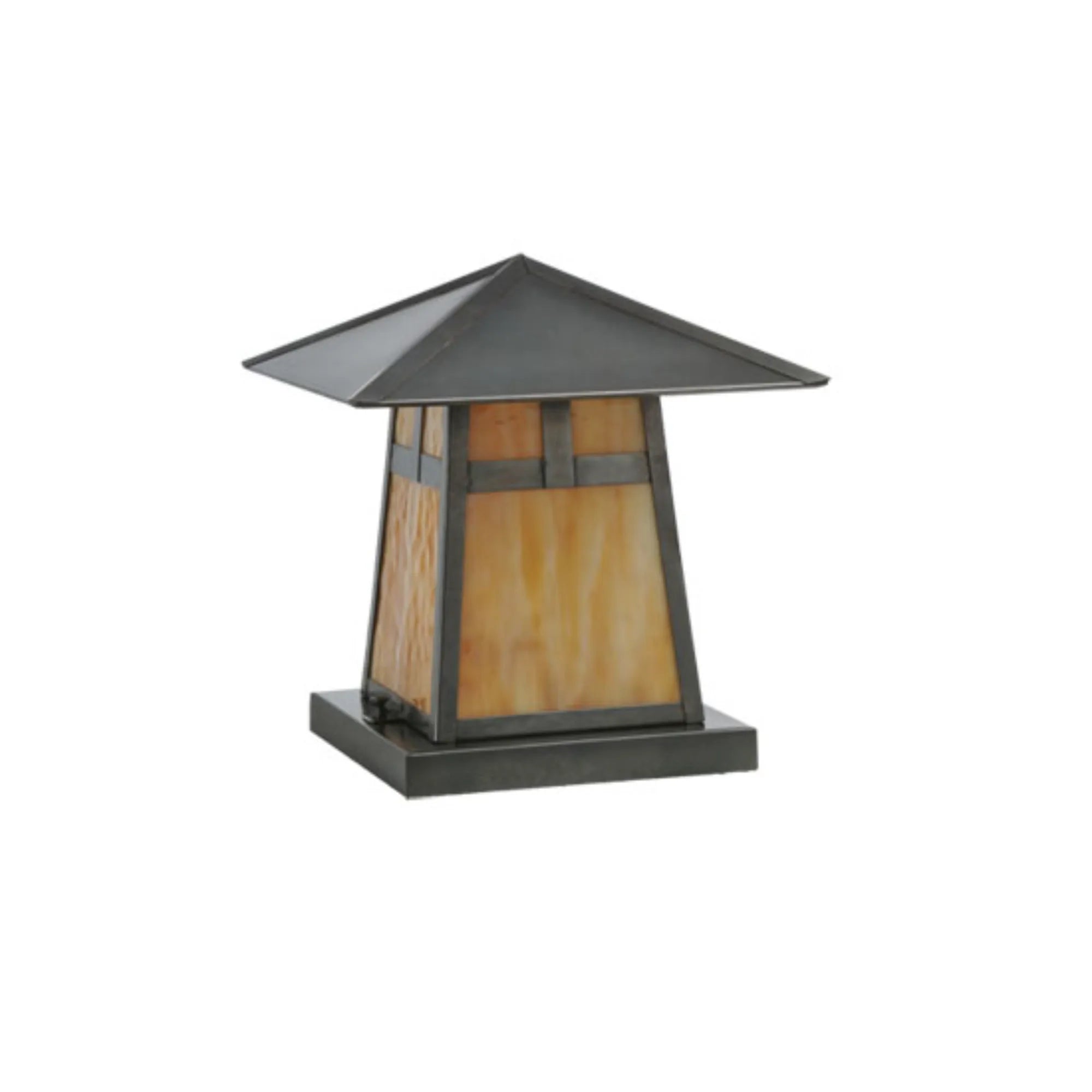 12"Sq Stillwater T Mission Pier Mount – Craftsman Brown – Damp-Rated – Meyda Lighting