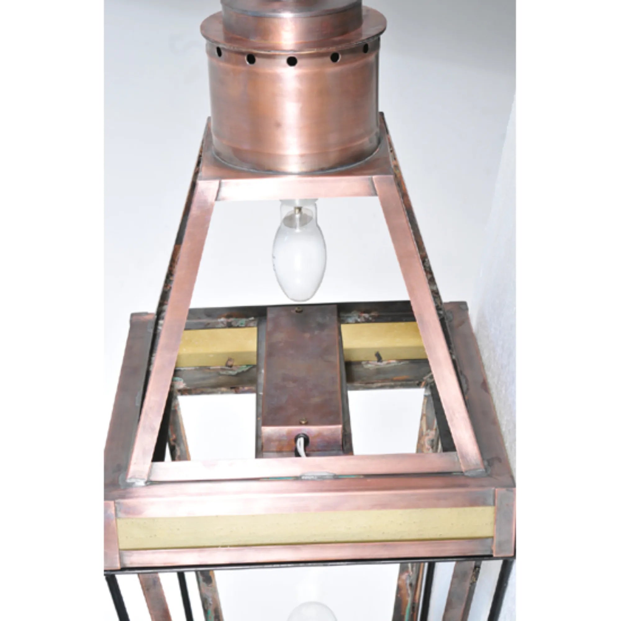 15"Sq Hancock Lantern Post Mount – Antique Copper – Crystal Idalight – Wet-Rated – Meyda Lighting