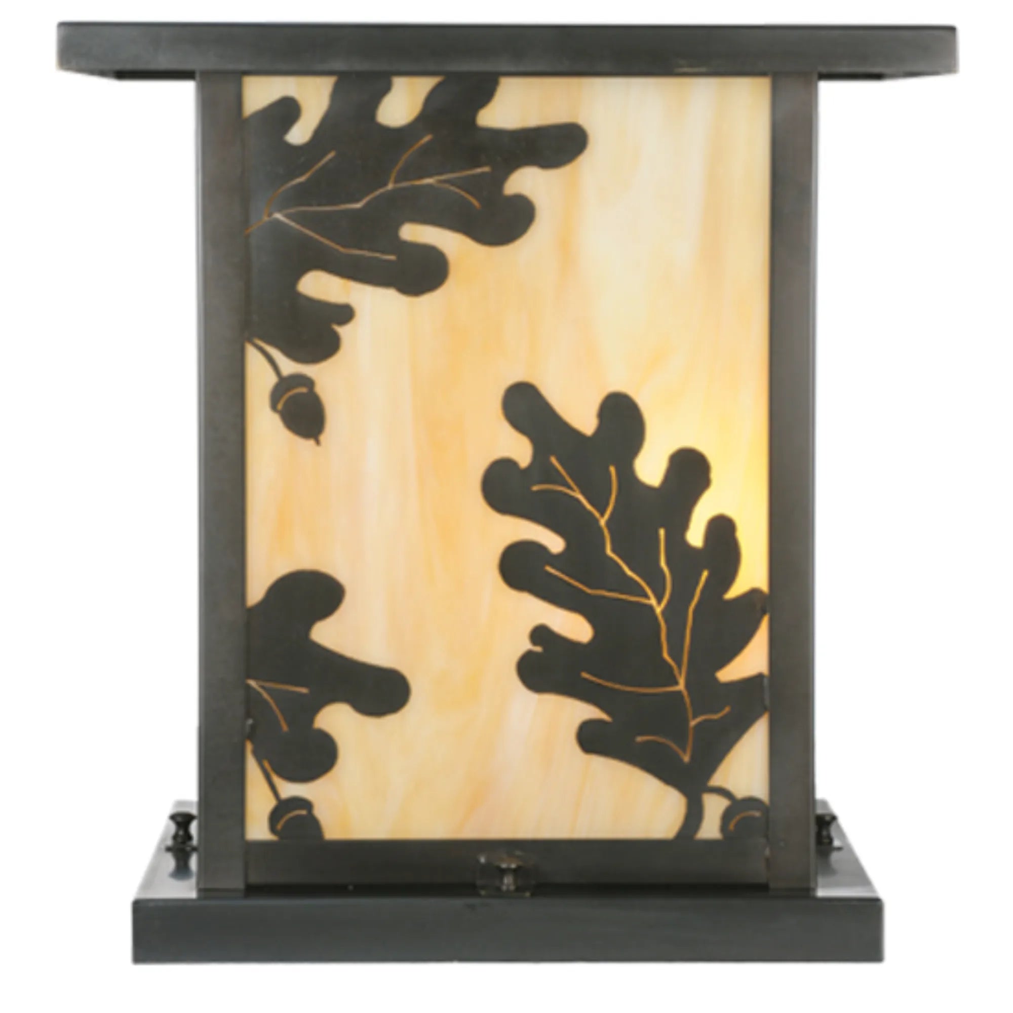 14" Square Hyde Park Oak Leaf Pier Mount – Craftsman Brown – Wet-Rated – Meyda Lighting