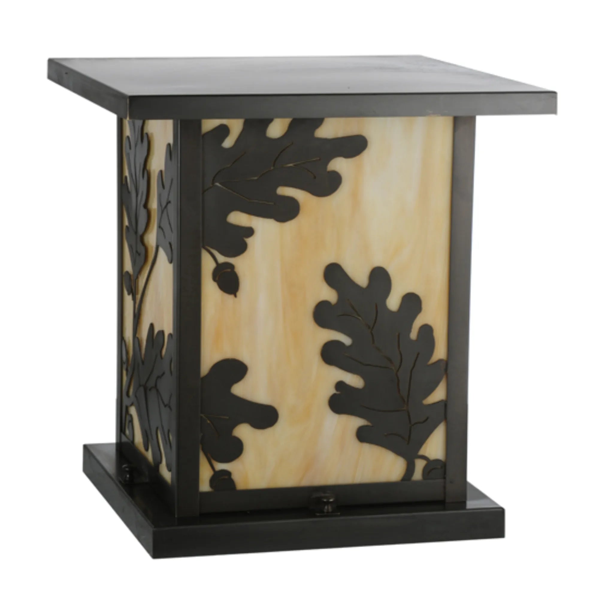 14" Square Hyde Park Oak Leaf Pier Mount – Craftsman Brown – Wet-Rated – Meyda Lighting