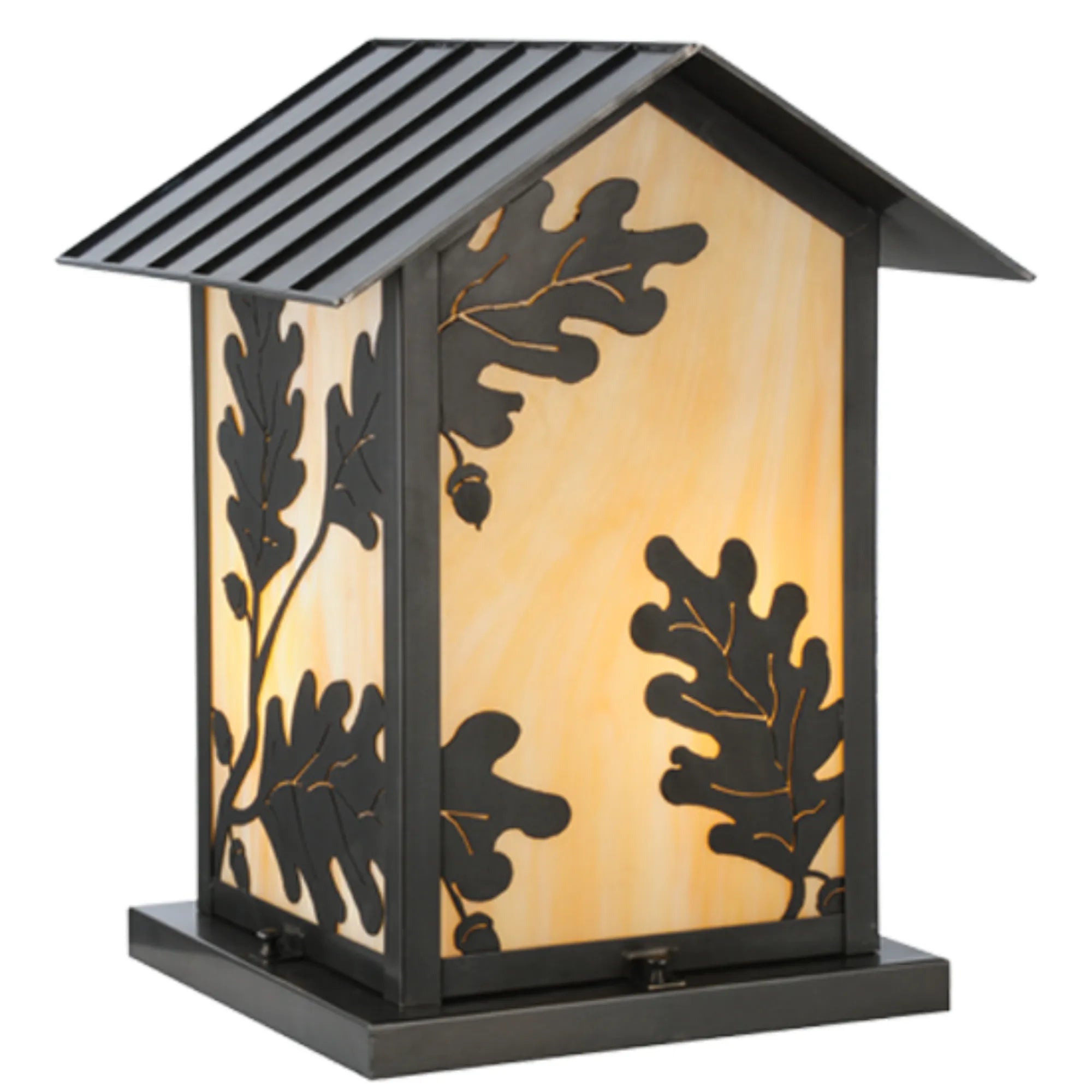 14" Square Seneca Oak Leaf Pier Mount – Craftsman Brown – Wet-Rated – Meyda Lighting