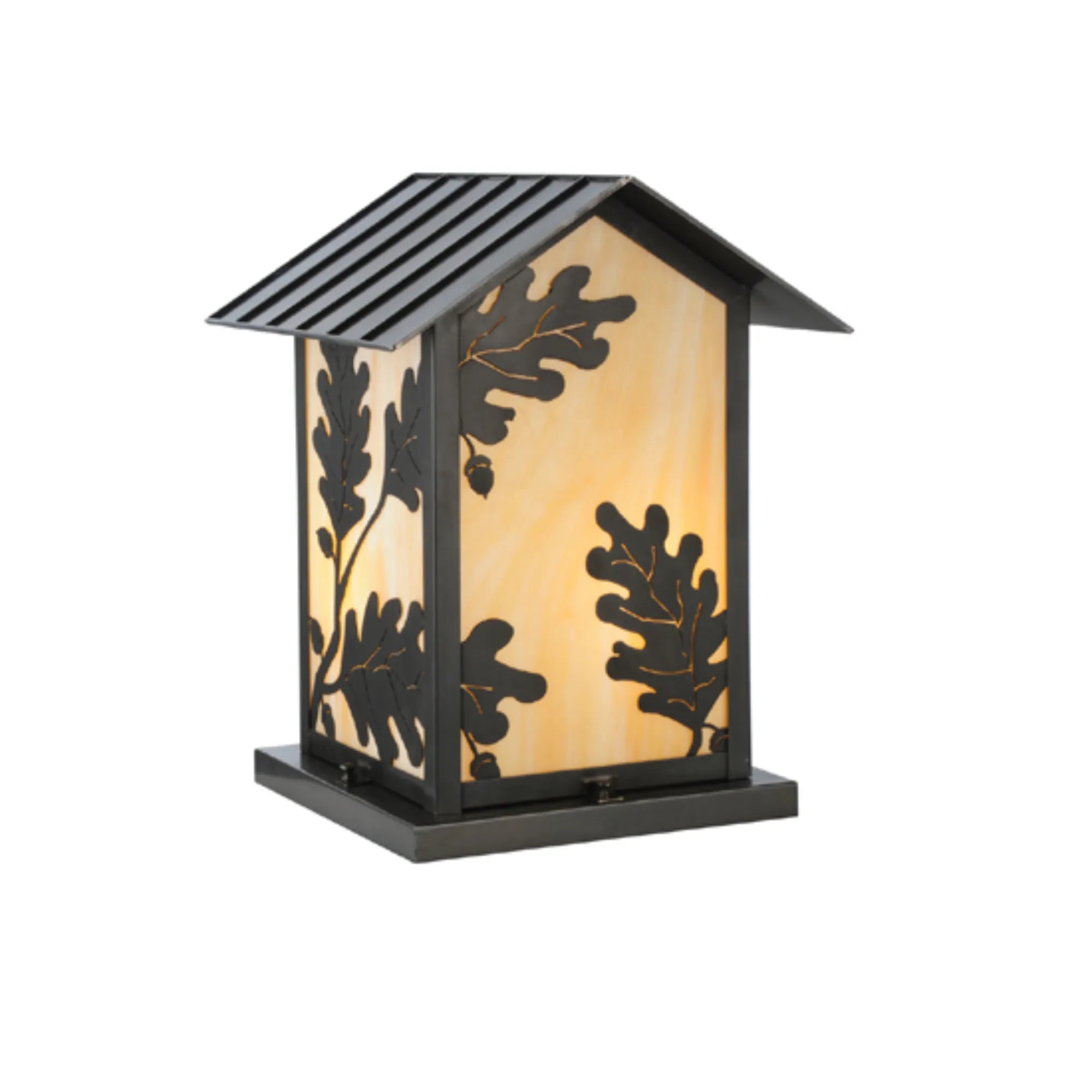 14" Square Seneca Oak Leaf Pier Mount – Craftsman Brown – Wet-Rated – Meyda Lighting