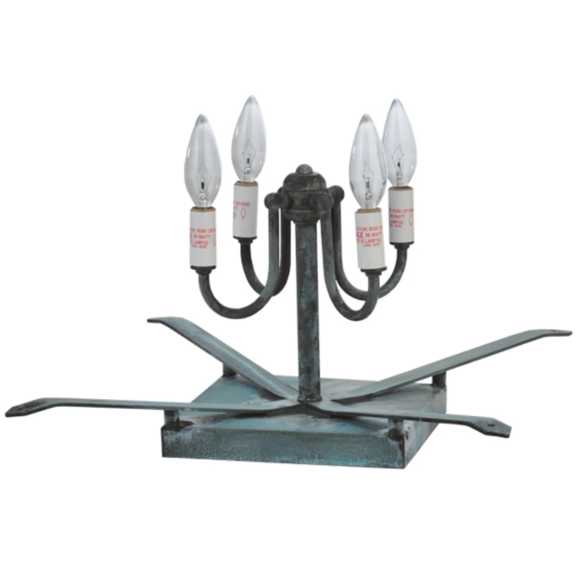 18" Square Stillwater Double Bar Mission Deck Light – Vedigris – Wet-Rated – Meyda Lighting