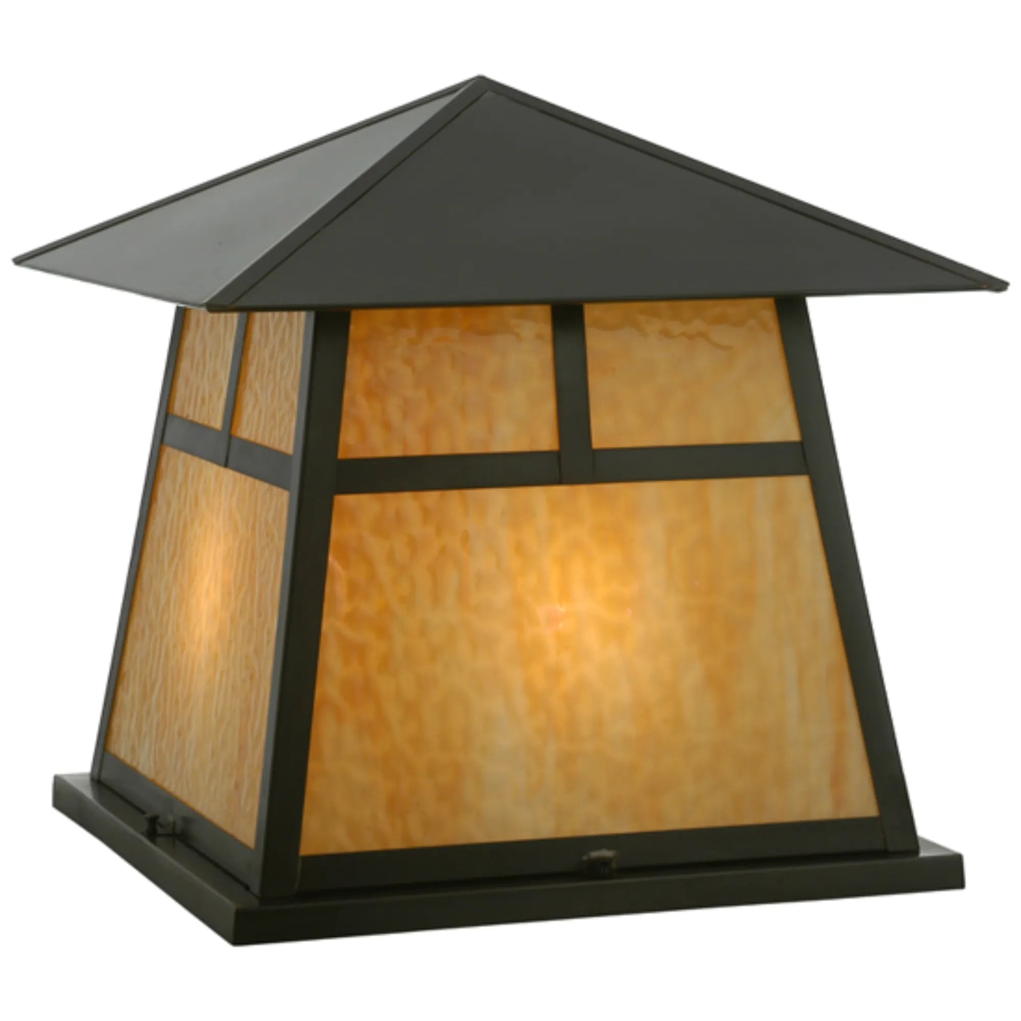 24" Square Stillwater T Mission Pier Mount – Craftsman Brown – Damp-Rated – Meyda Lighting