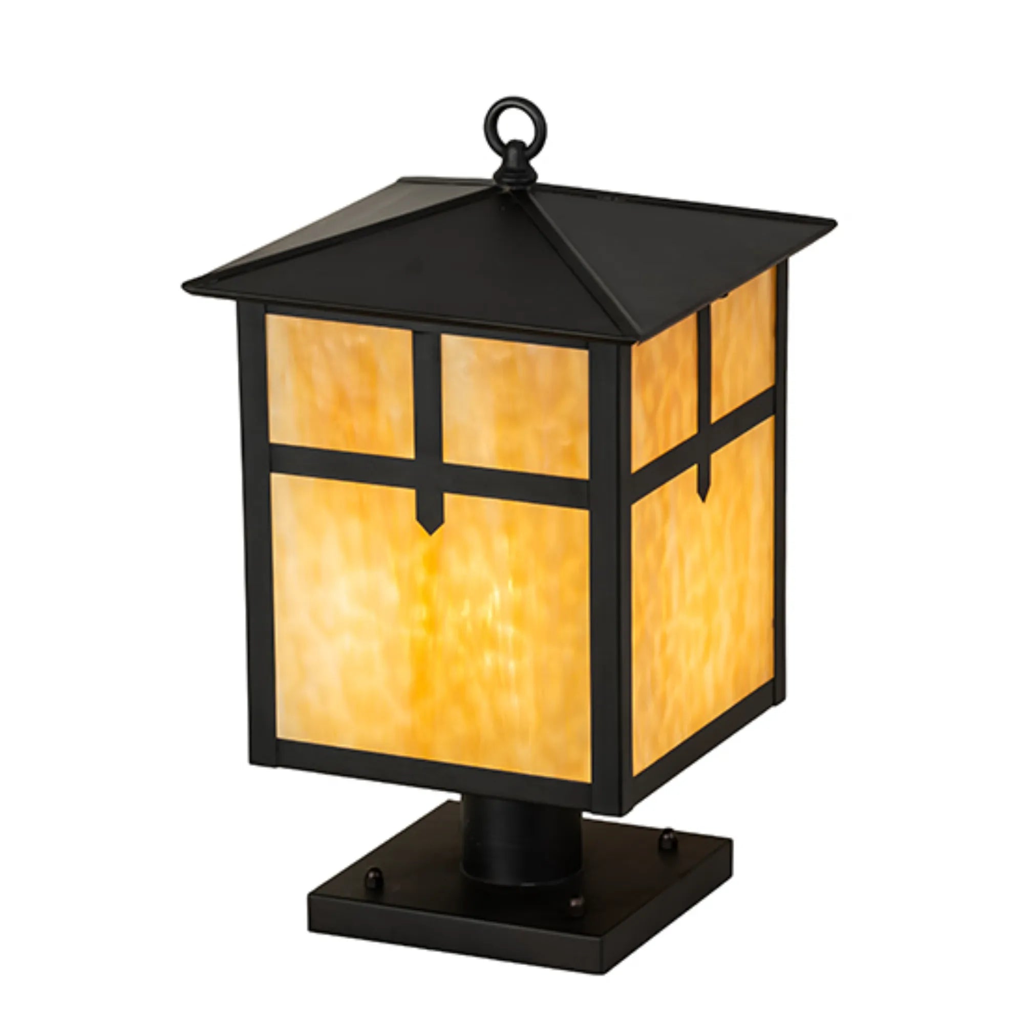 12" Square Seneca Cross Mission Deck Light – Craftsman Brown – Wet-Rated – Meyda Lighting