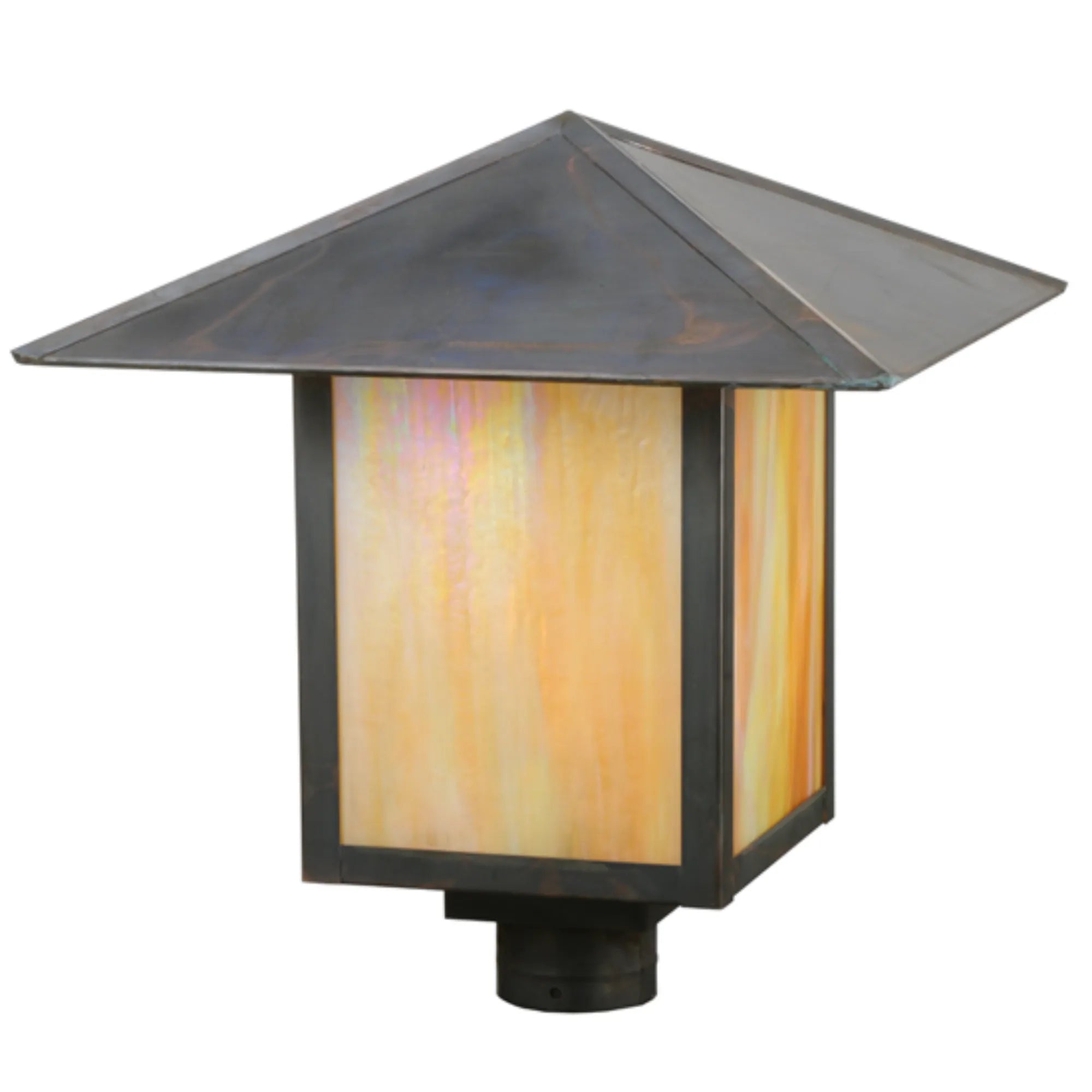 16" Square Seneca Prime Post Mount – Vintage Copper – Wet-Rated – Meyda Lighting