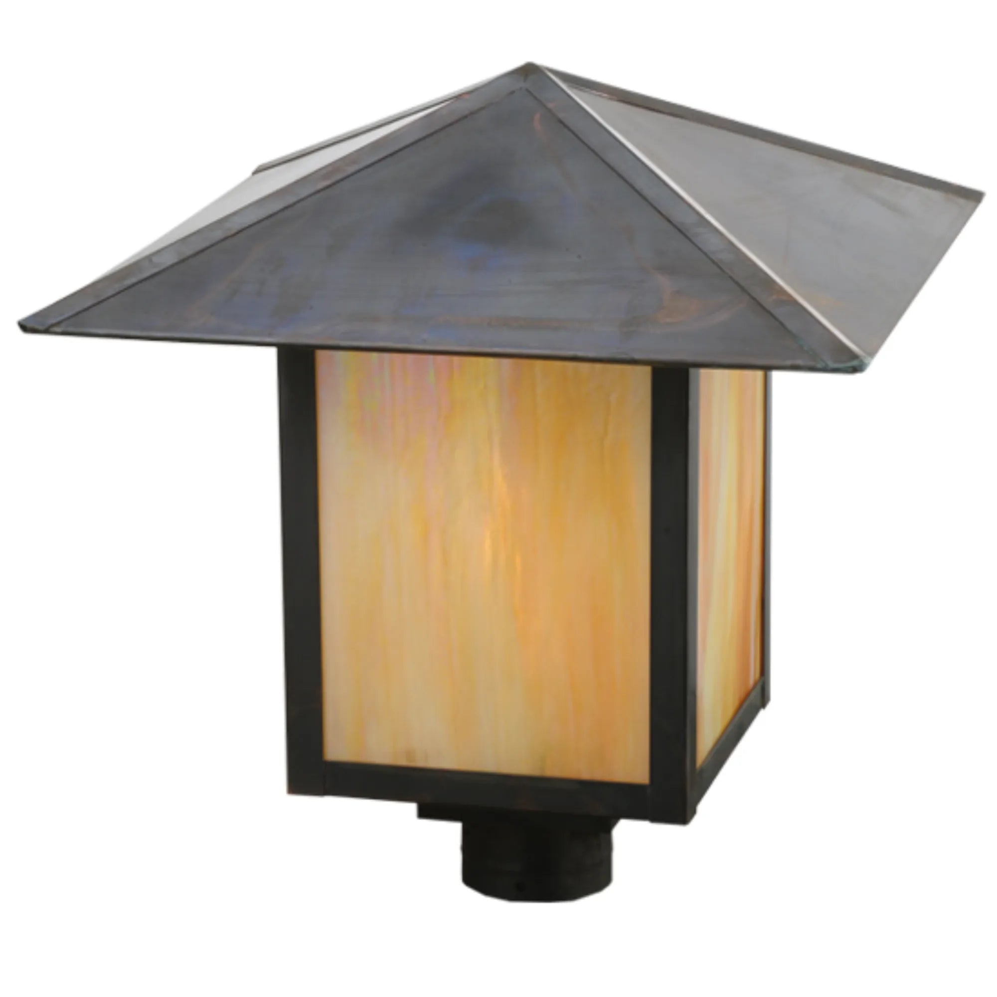 16" Square Seneca Prime Post Mount – Vintage Copper – Wet-Rated – Meyda Lighting