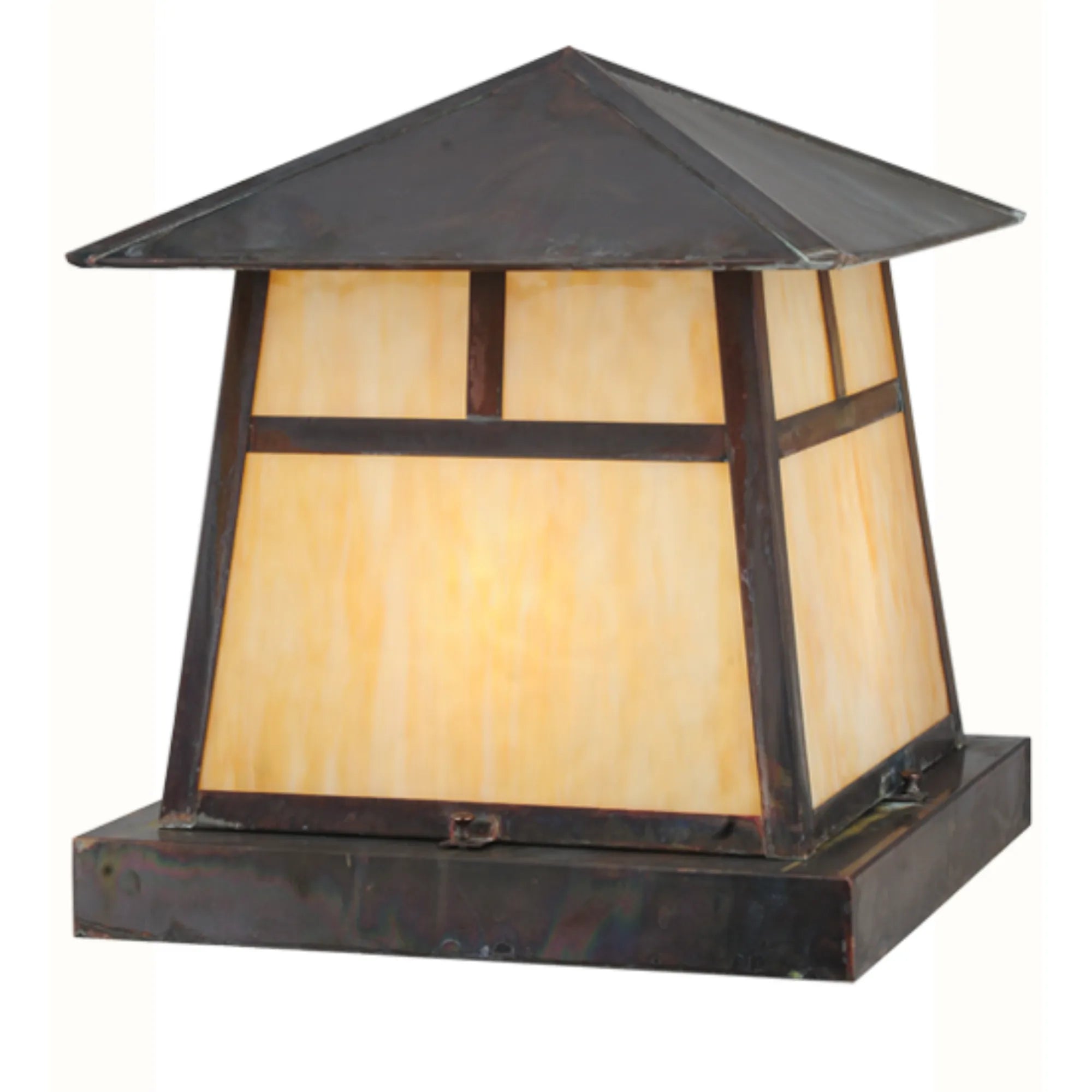 16"Sq Stillwater T Mission Pier Mount – Vintage Copper – Wet-Rated – Meyda Lighting