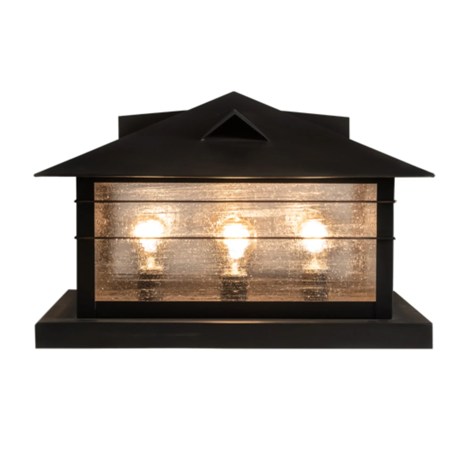 22" Square Arrowhead Pier Mount – Craftsman Brown – Clear Seeded – Wet-Rated – Meyda Lighting