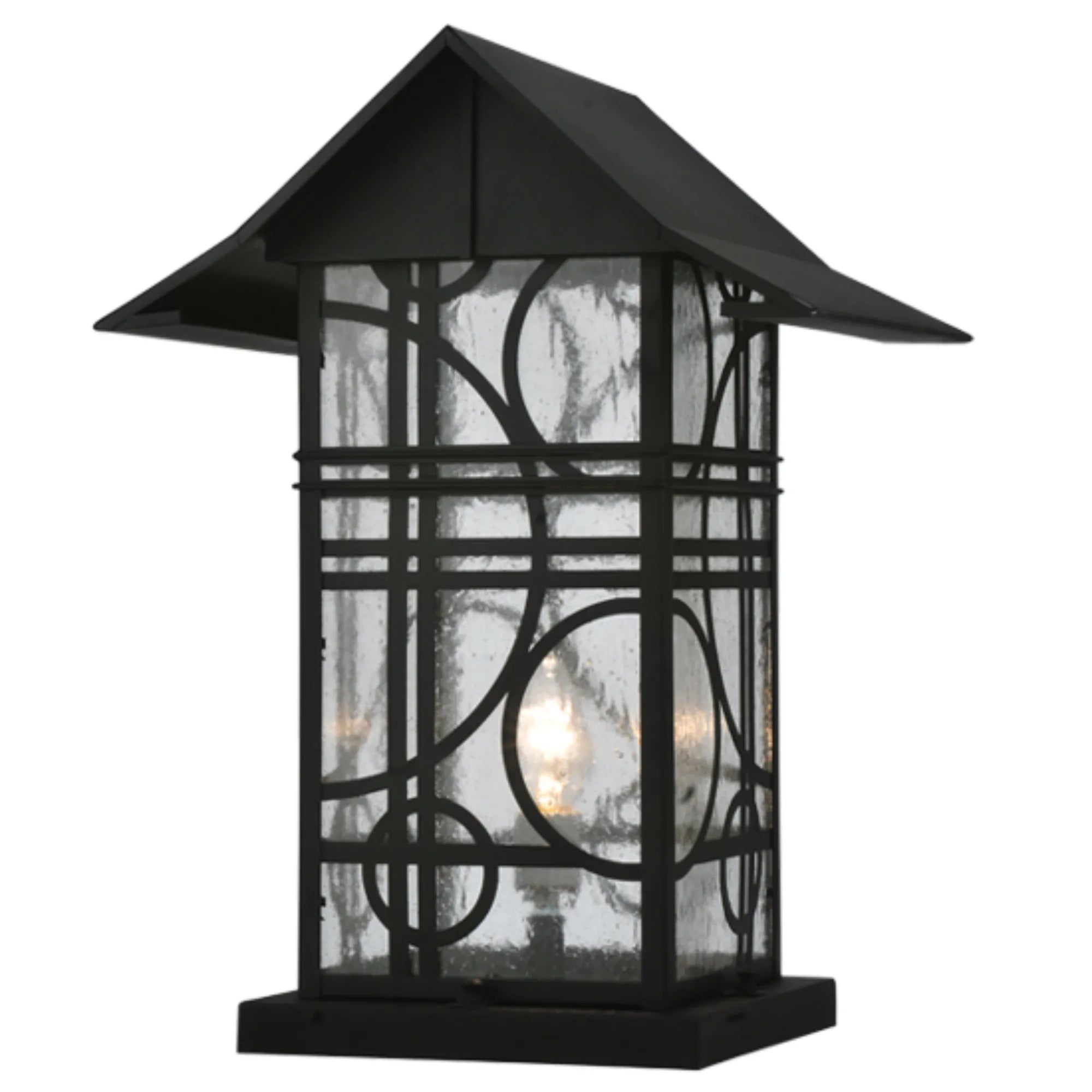 16" Wide Revival Deco Pier Mount – Black – Clear Seeded Glass – Wet-Rated – Meyda Lighting