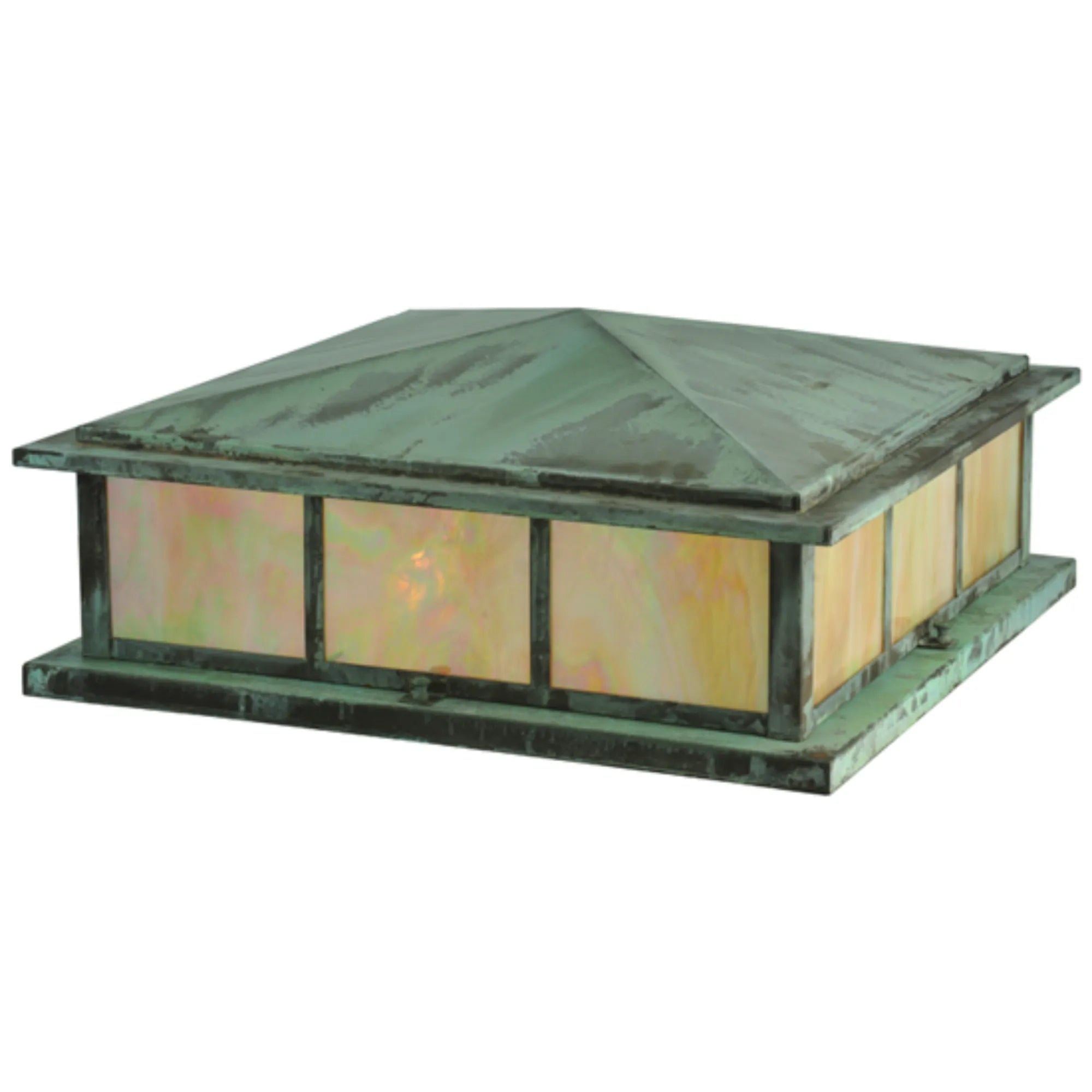 20" Square Seneca Double Bar Mission Pier Mount – Verdigris – Wet-Rated – Meyda Lighting