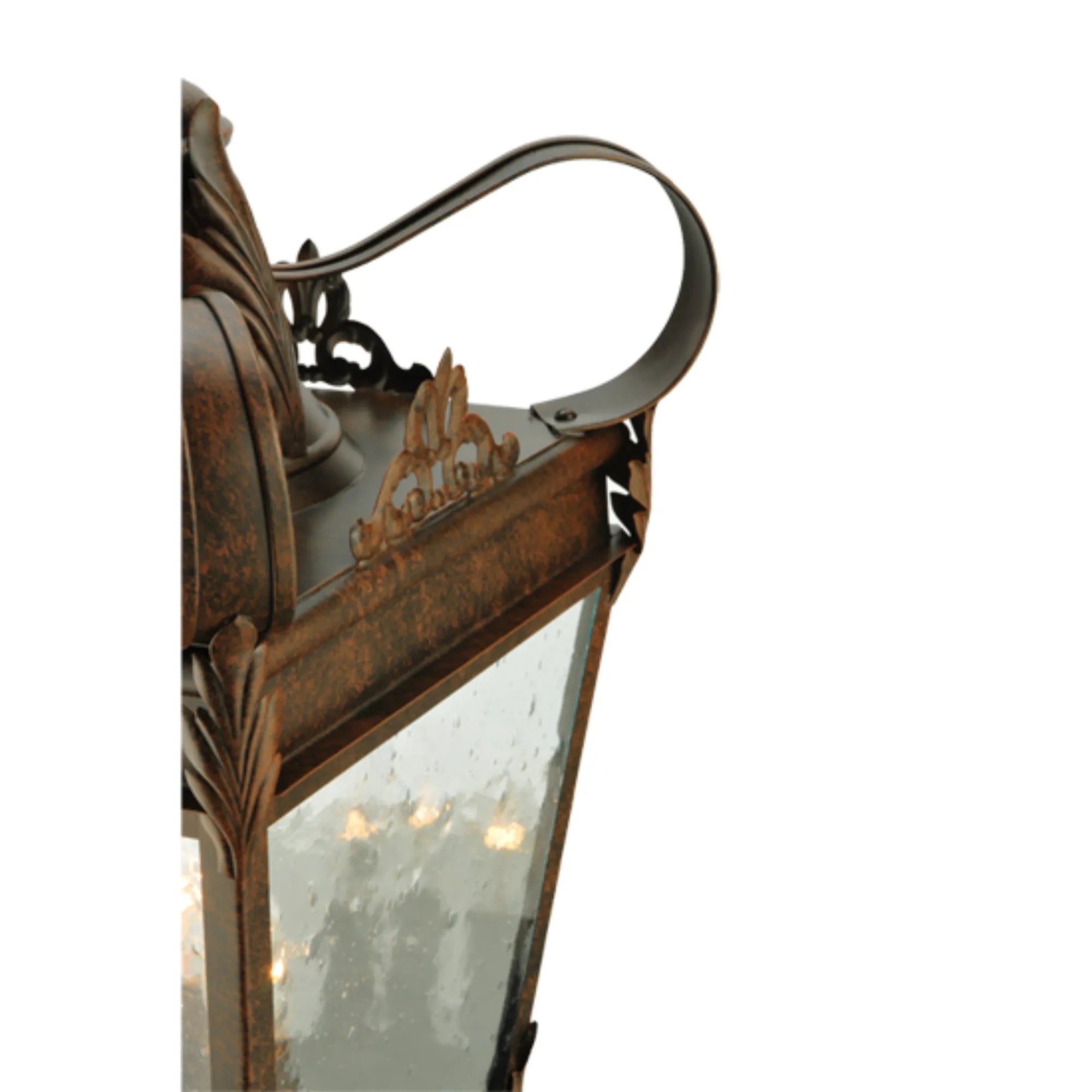 12.5"Sq Verona Post Mount – Gilded Tobacco – Clear Seeded Glass – Damp-Rated – Meyda Lighting