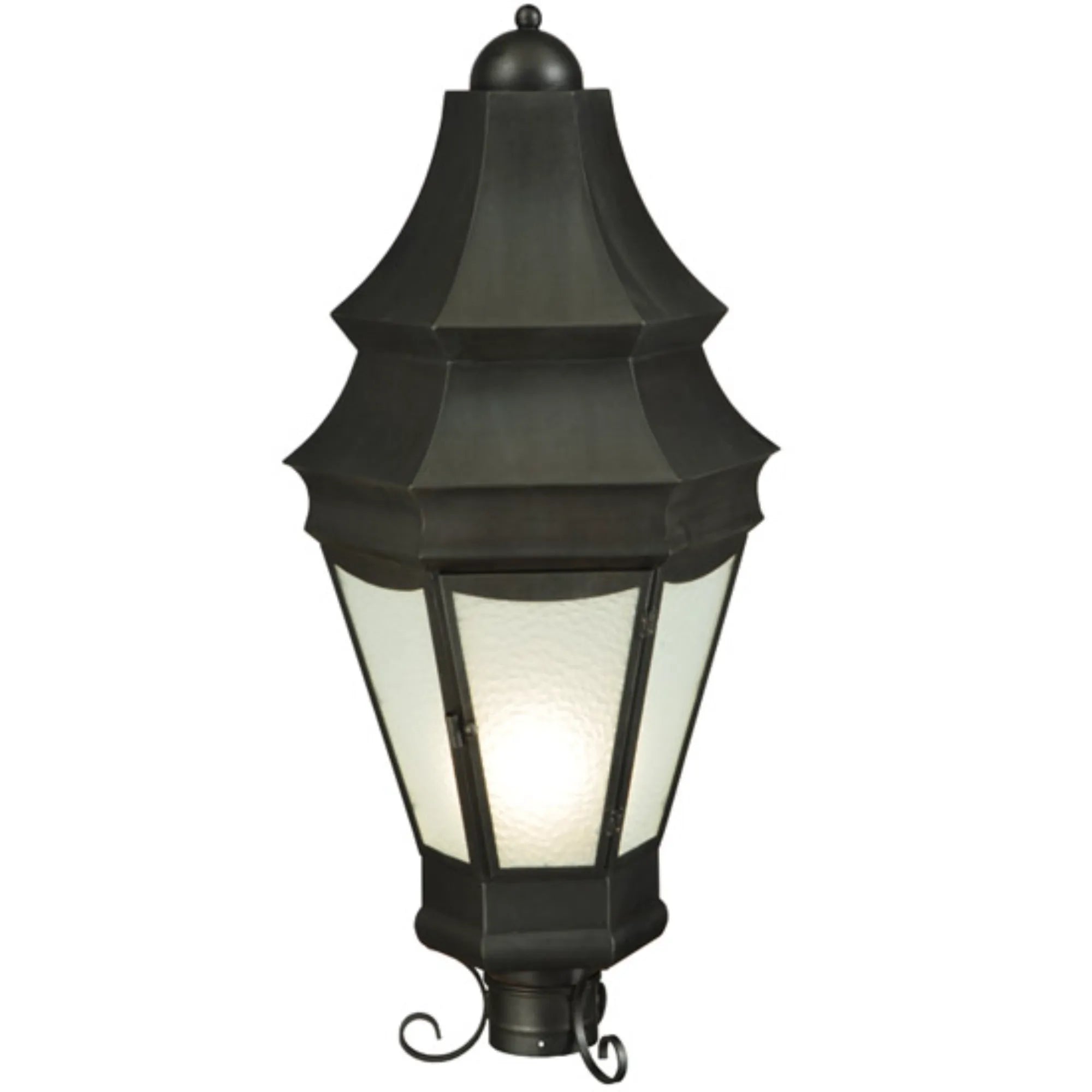 14" Wide Statesboro Street Lamp – Craftsman Brown – Clear Ripple – Wet-Rated – Meyda Lighting
