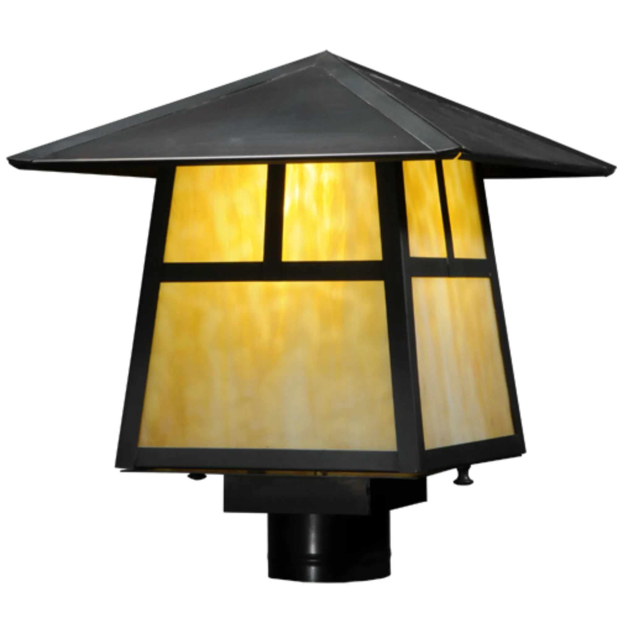 11.75" Square Stillwater T Mission Post Mount – Craftsman Brown – Wet-Rated – Meyda Lighting