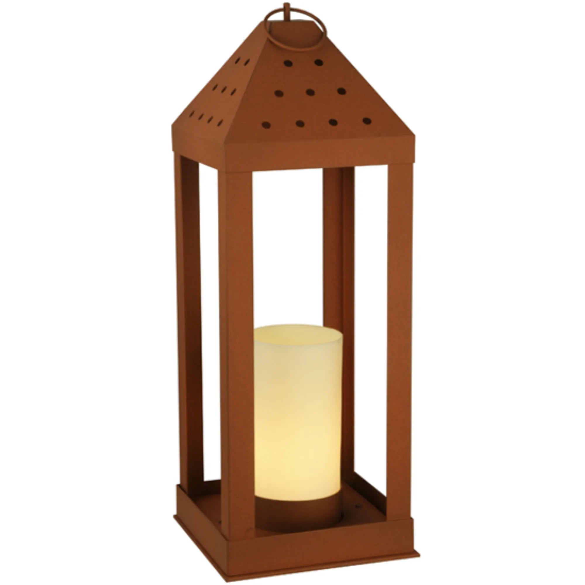 11.5"Sq Wigodsky Ark Lantern Post Mount – Earth – Ivory – Damp-Rated – Meyda Lighting
