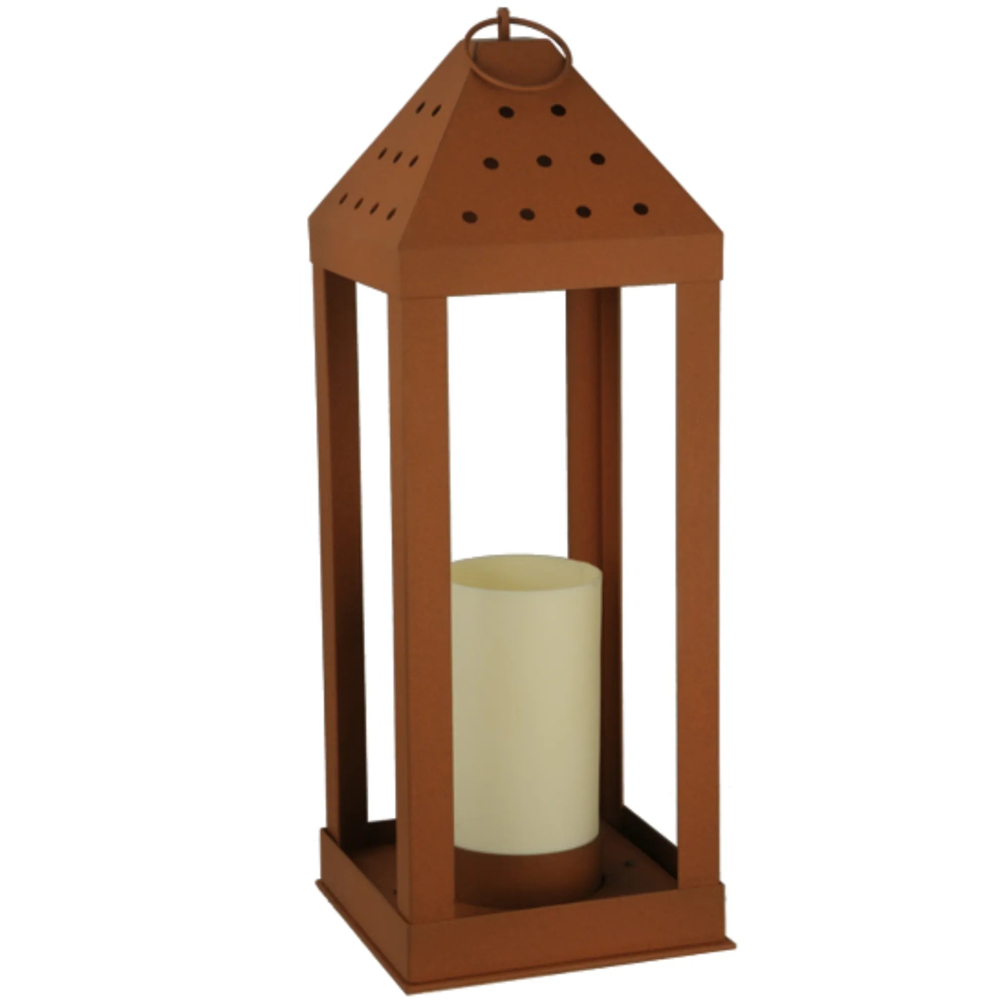 11.5"Sq Wigodsky Ark Lantern Post Mount – Earth – Ivory – Damp-Rated – Meyda Lighting