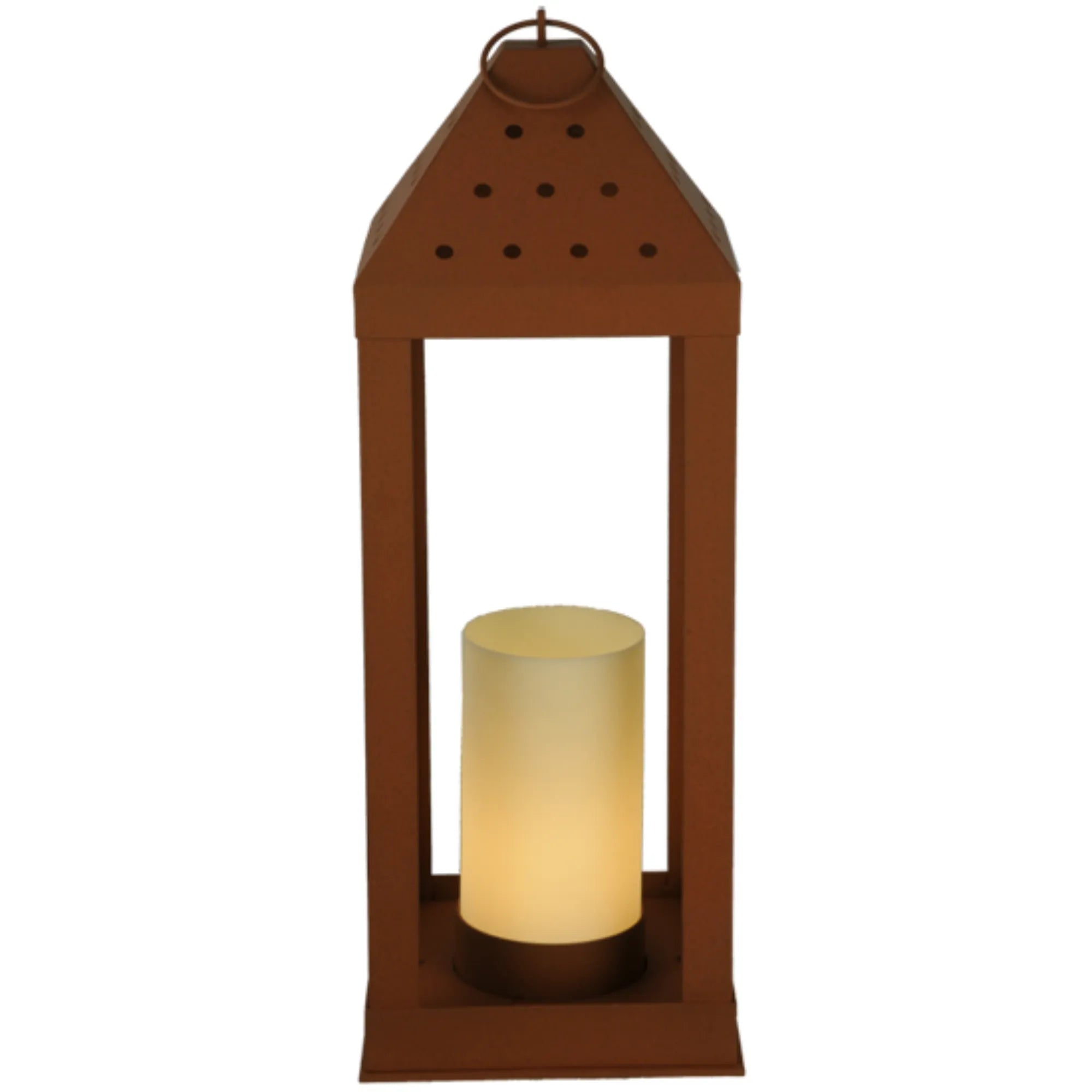 11.5"Sq Wigodsky Ark Lantern Post Mount – Earth – Ivory – Damp-Rated – Meyda Lighting