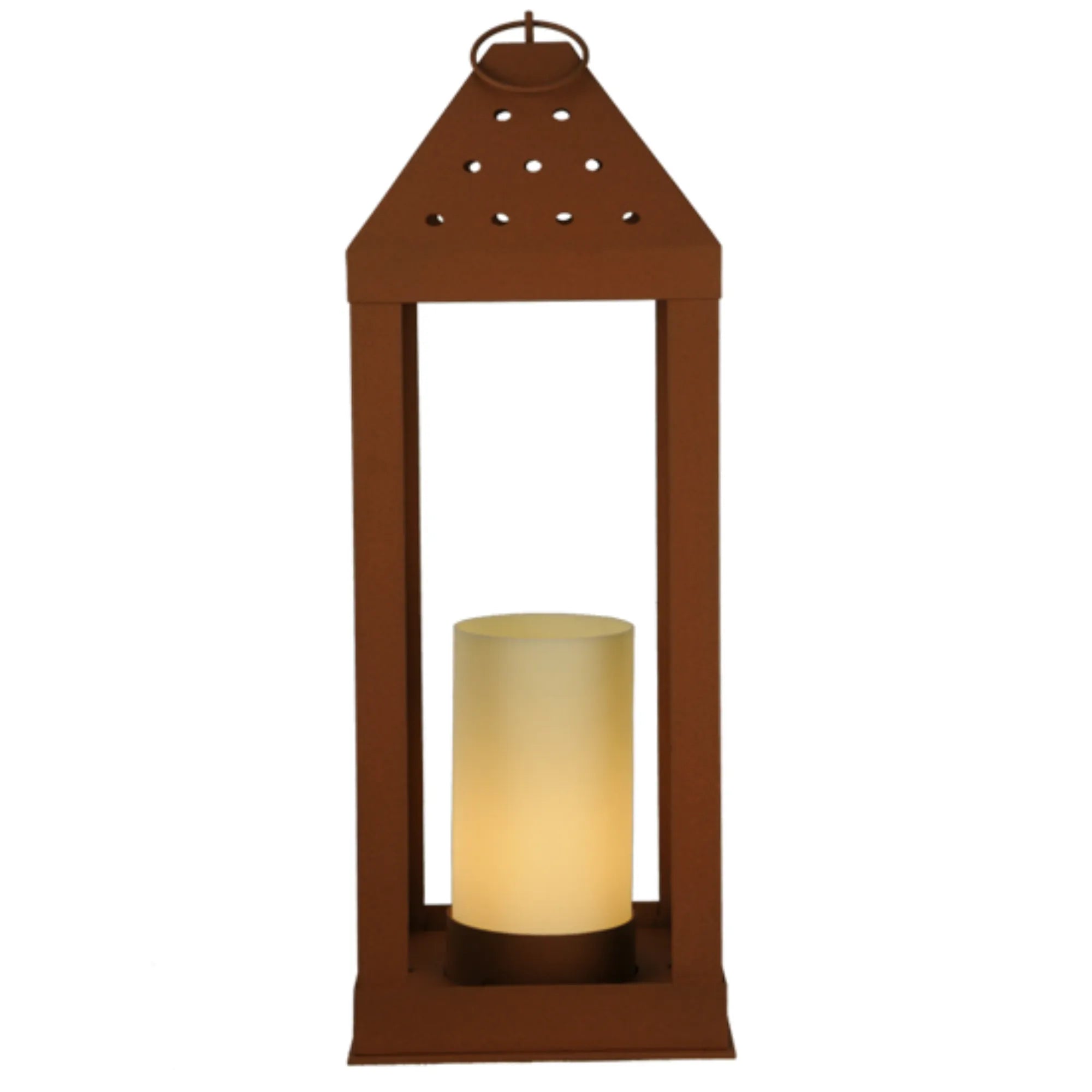 11.5"Sq Wigodsky Ark Lantern Post Mount – Earth – Ivory – Damp-Rated – Meyda Lighting