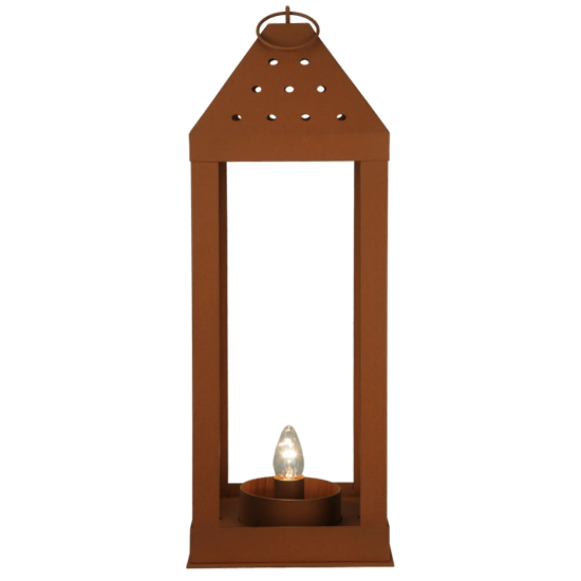 11.5"Sq Wigodsky Ark Lantern Post Mount – Earth – Ivory – Damp-Rated – Meyda Lighting