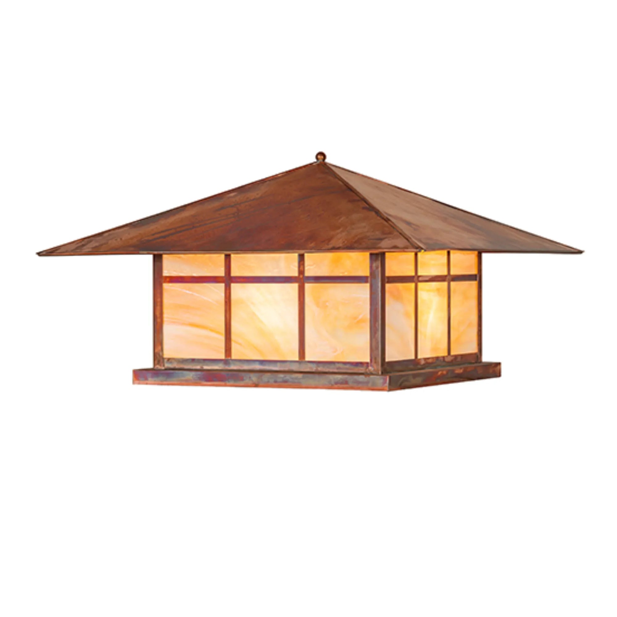 28" Square Seneca Double Bar Mission Pier Mount – Vintage Copper – Wet-Rated – Meyda Lighting