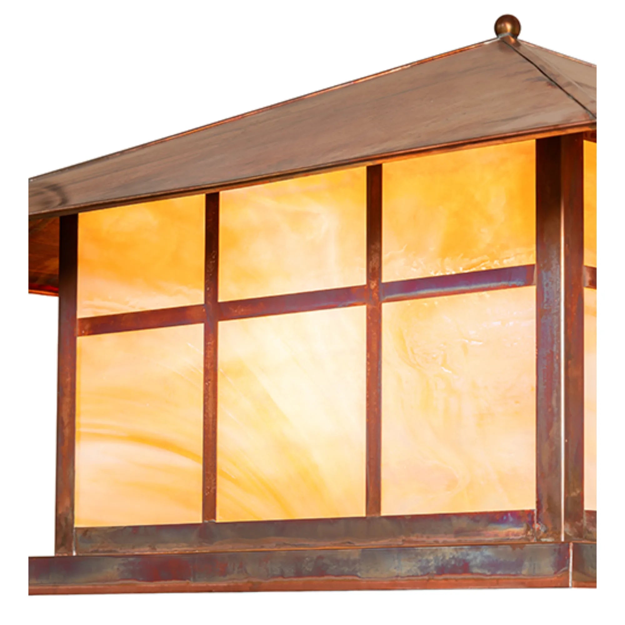 28" Square Seneca Double Bar Mission Pier Mount – Vintage Copper – Wet-Rated – Meyda Lighting