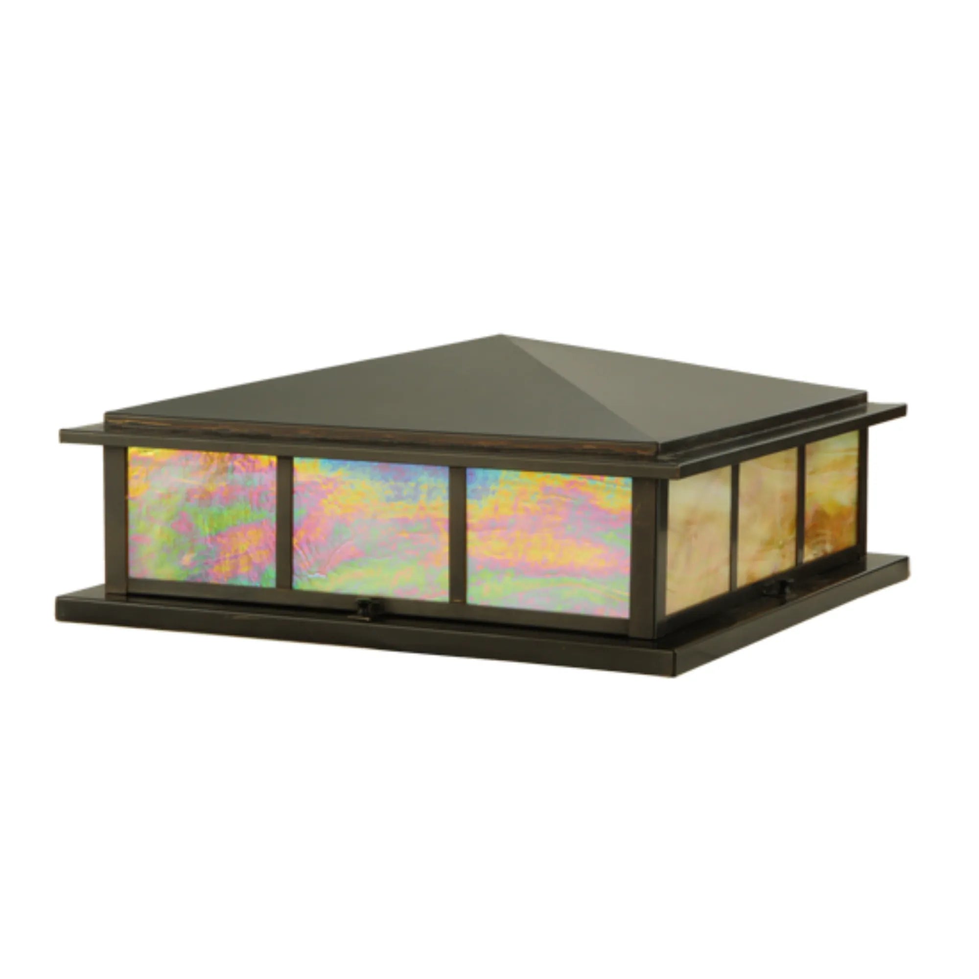 20"Sq Seneca Double Bar Mission Pier Mount – Craftsman Brown – Damp-Rated – Meyda Lighting