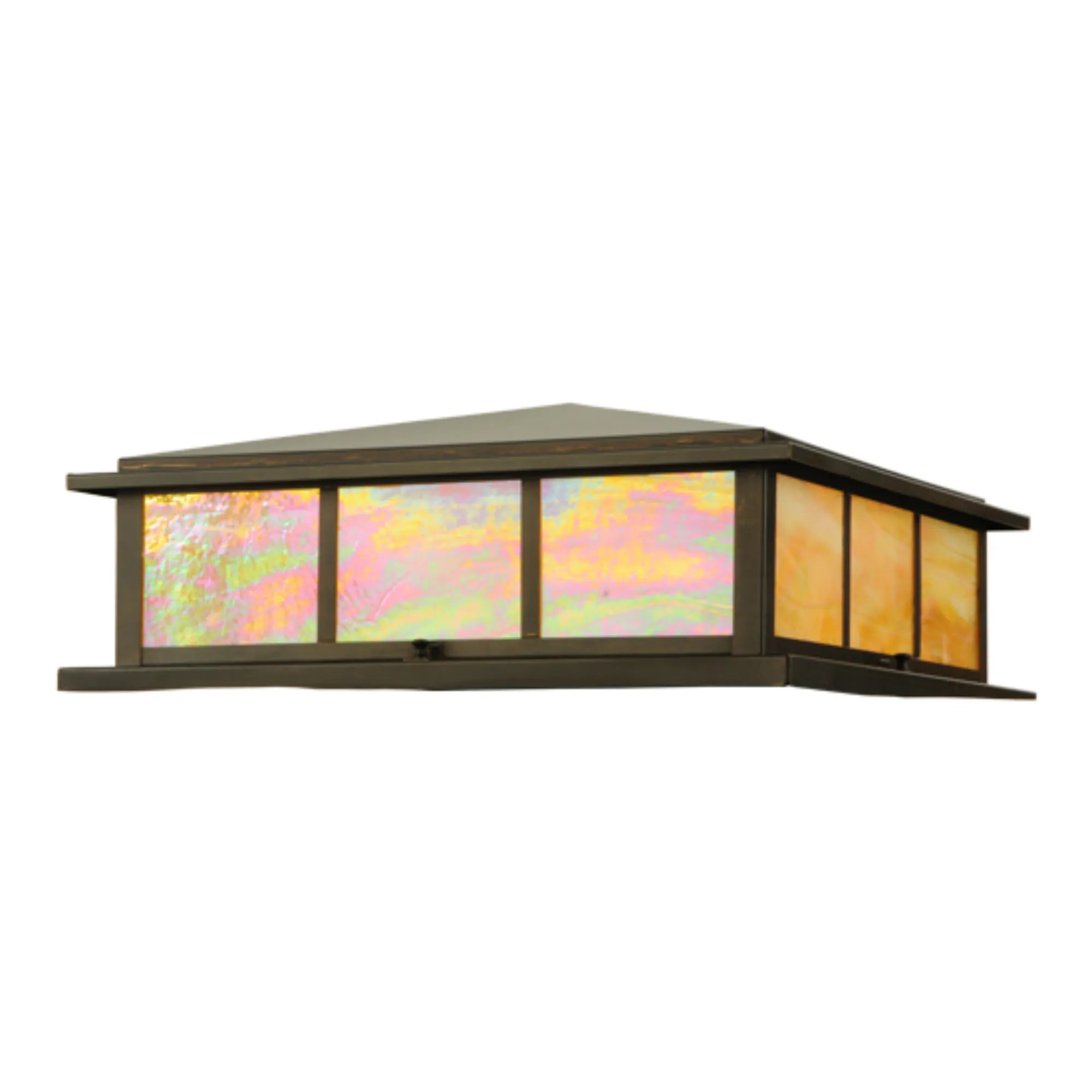 20"Sq Seneca Double Bar Mission Pier Mount – Craftsman Brown – Damp-Rated – Meyda Lighting