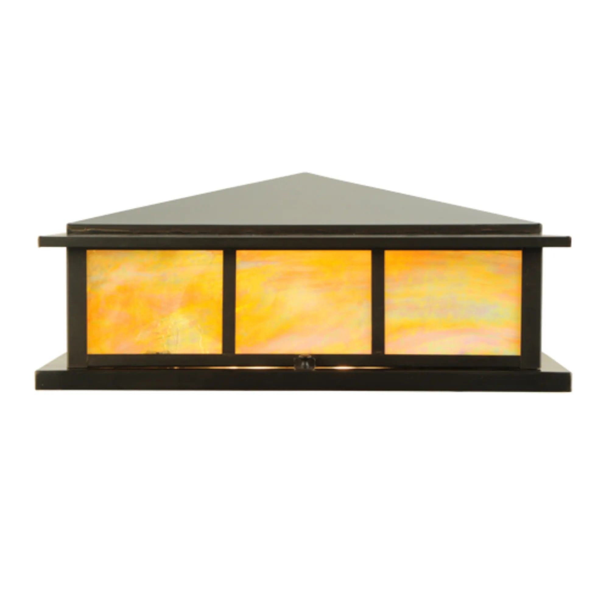 20"Sq Seneca Double Bar Mission Pier Mount – Craftsman Brown – Damp-Rated – Meyda Lighting
