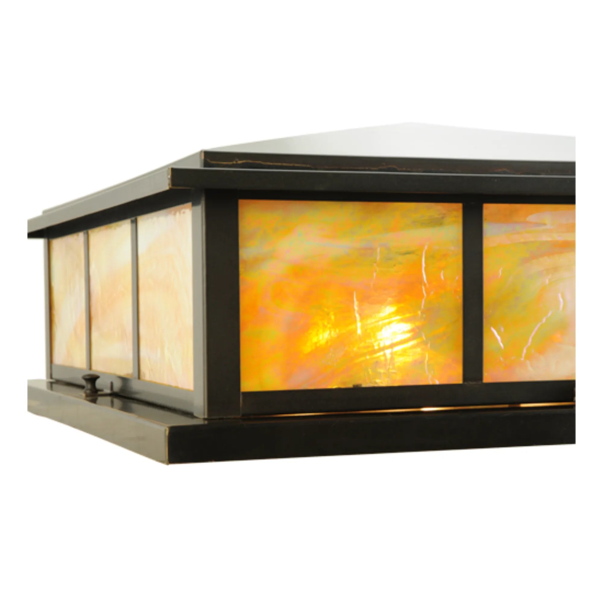 20"Sq Seneca Double Bar Mission Pier Mount – Craftsman Brown – Damp-Rated – Meyda Lighting