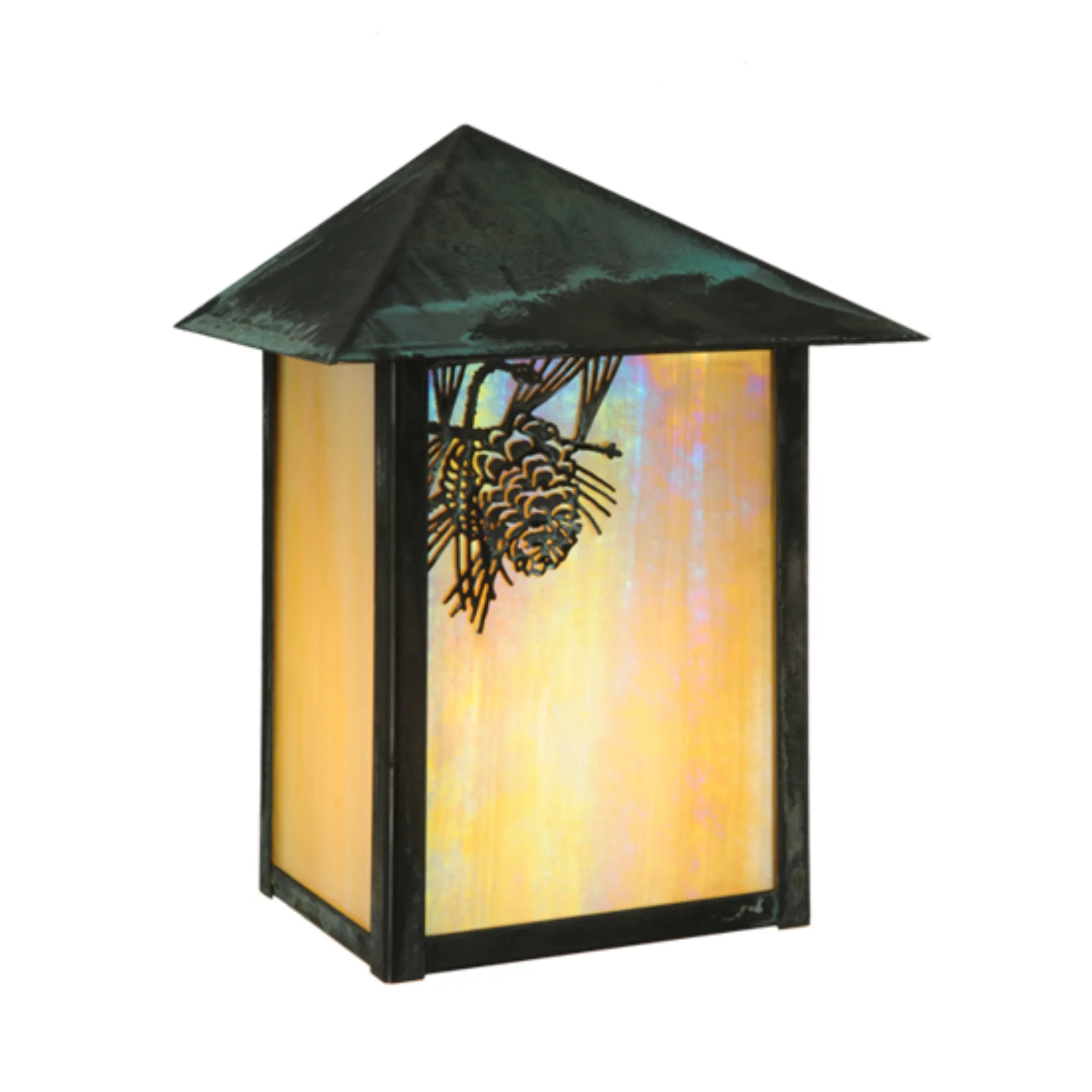 6.5" Wide Seneca Winter Pine Wall Sconce – Verdigris – Wet-Rated – Meyda Lighting