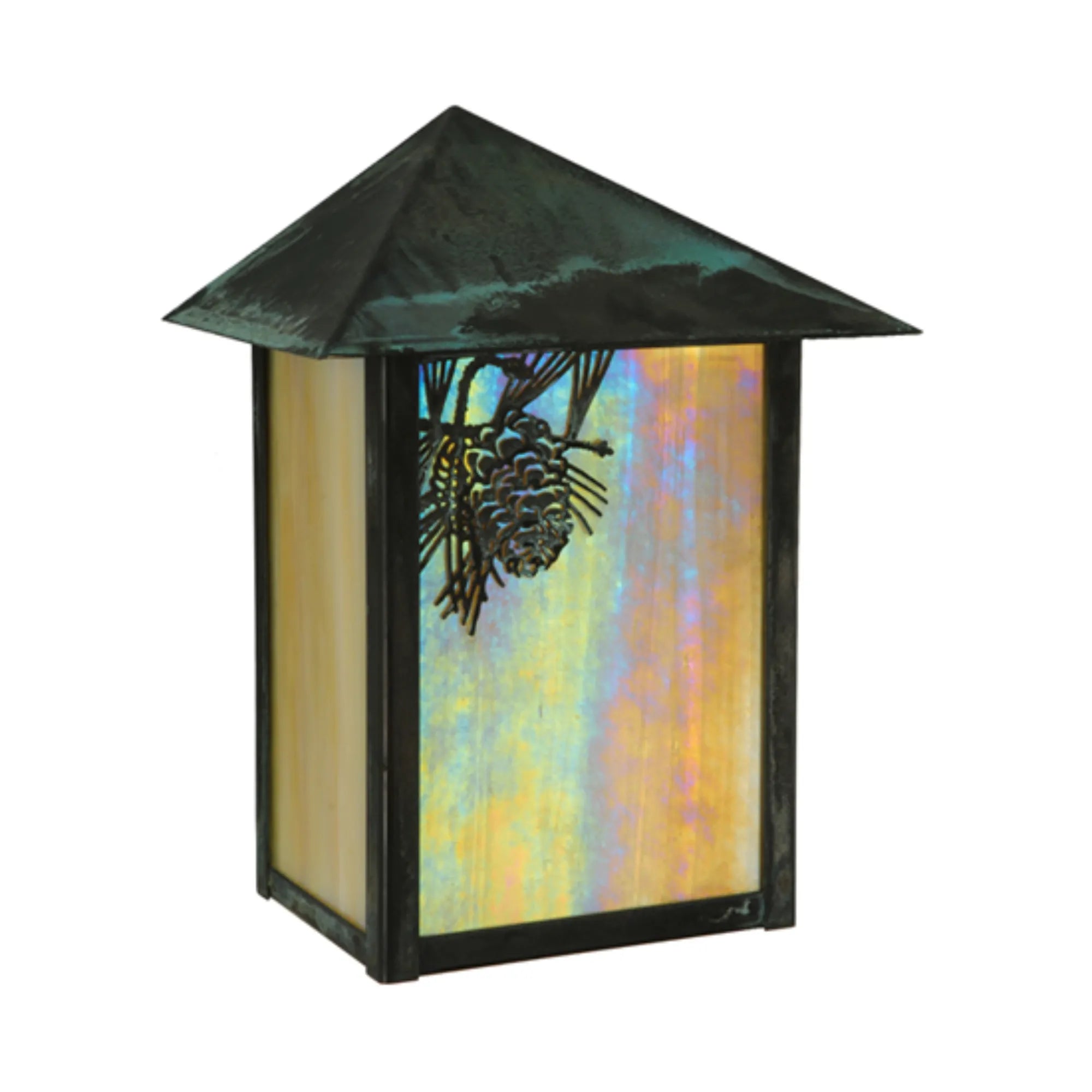 6.5" Wide Seneca Winter Pine Wall Sconce – Verdigris – Wet-Rated – Meyda Lighting