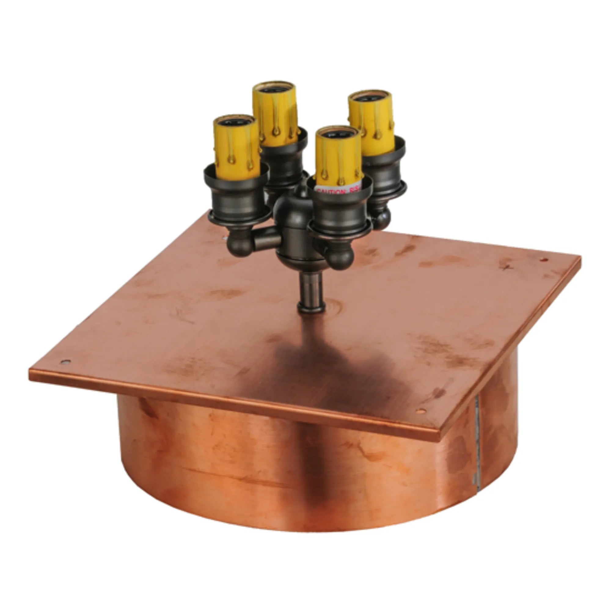 10"Sq Locke Post Mount – Raw Copper – Clear Seeded Glass – Wet-Rated – Meyda Lighting