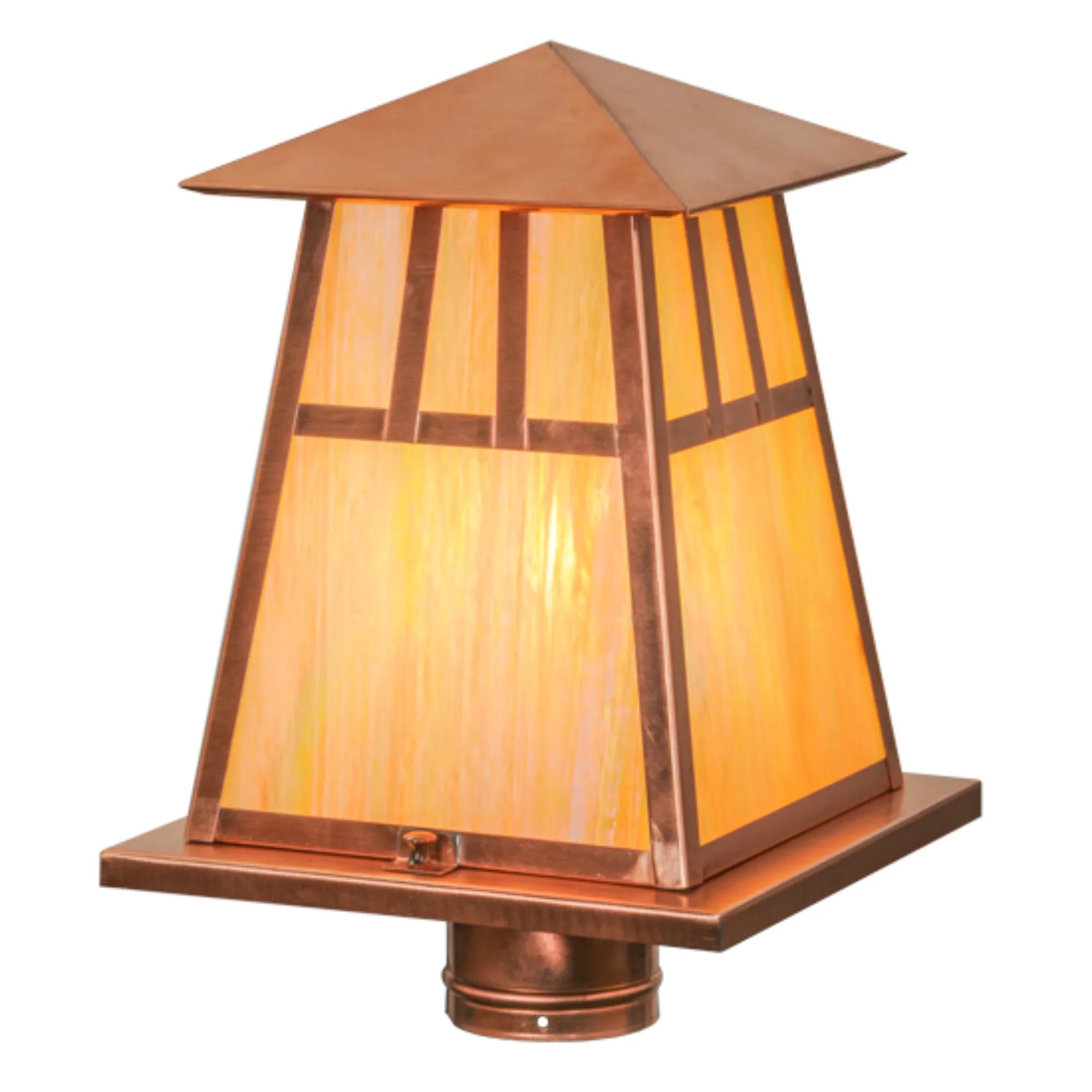 10"Sq Stillwater Double Bar Mission Post Mount – Natural Copper – Wet-Rated – Meyda Lighting