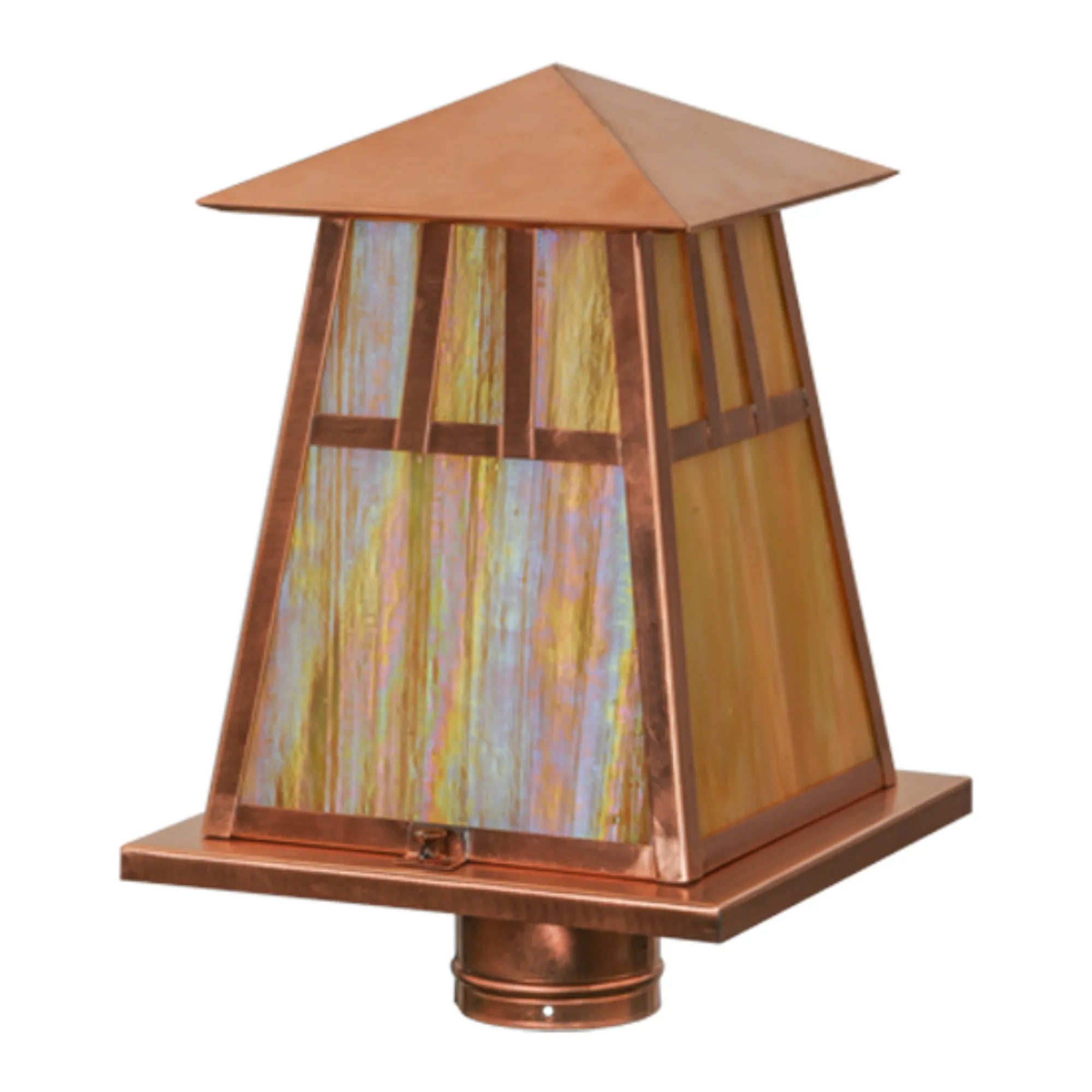 10"Sq Stillwater Double Bar Mission Post Mount – Natural Copper – Wet-Rated – Meyda Lighting