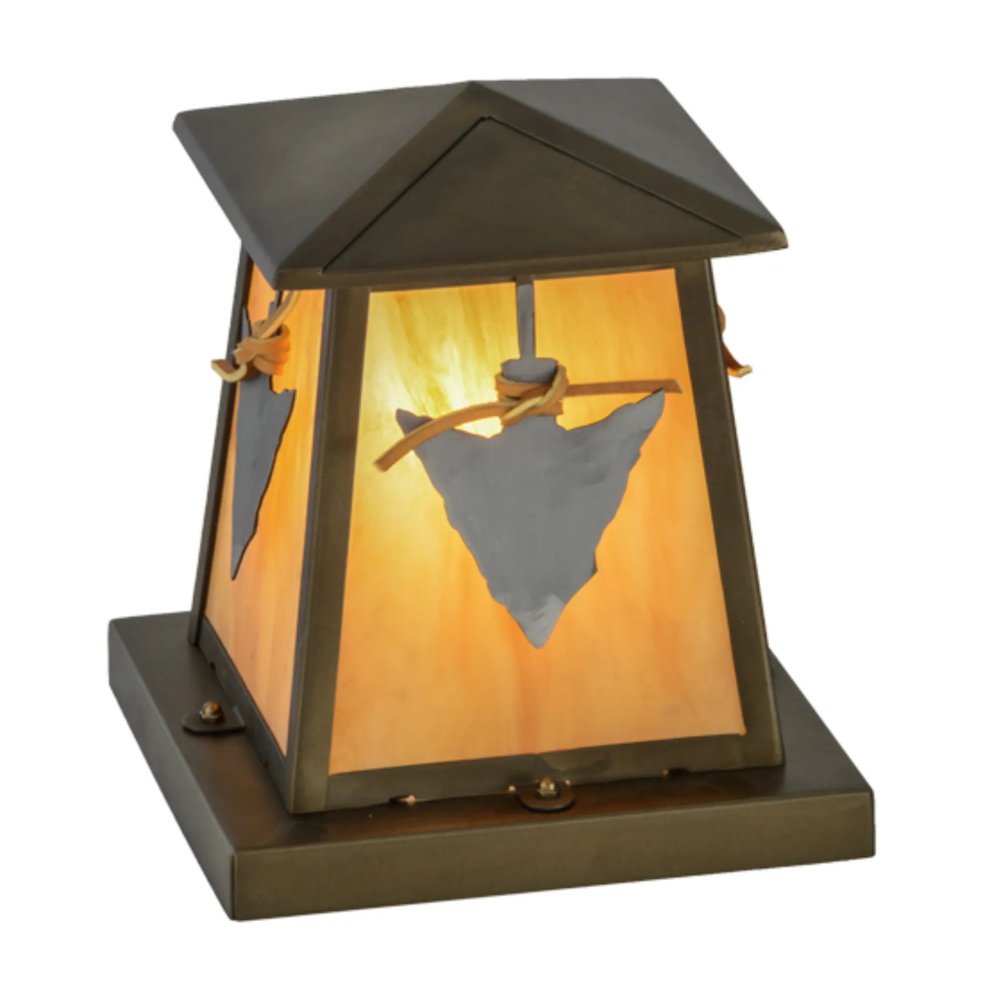 9"Sq Arrowhead Pier Mount – Antique Copper – Ambra Siena Acrylic – Wet-Rated – Meyda Lighting